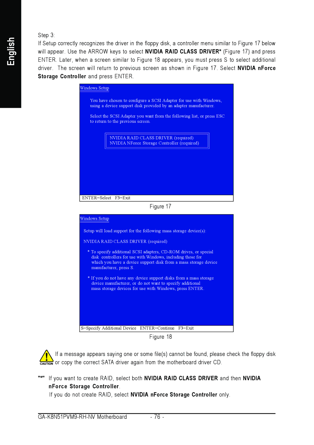 Gigabyte GA-K8N51PVM9-RH user manual ENTER=Select F3=Exit 