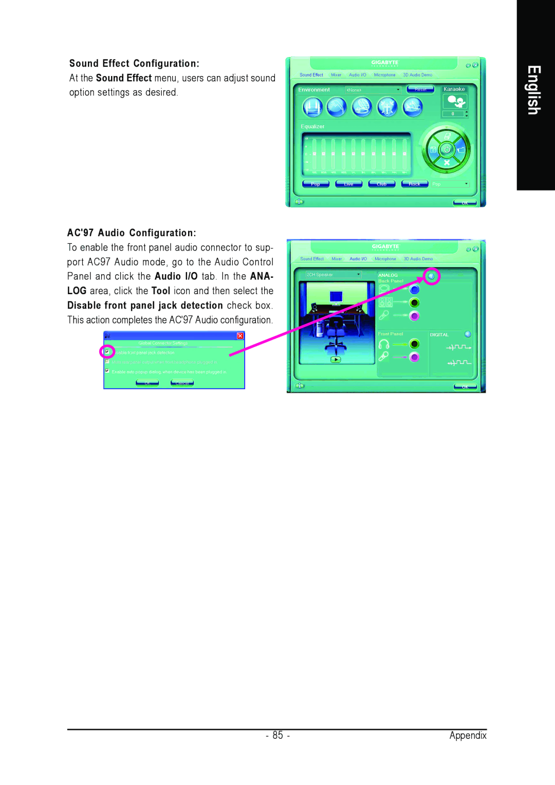 Gigabyte GA-K8N51PVM9-RH user manual Sound Effect Configuration 