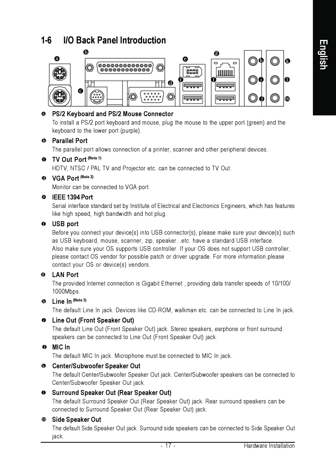 Gigabyte GA-K8N51PVMT-9-RH user manual I/O Back Panel Introduction 