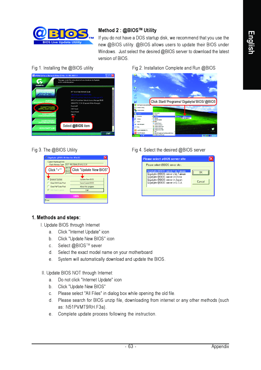 Gigabyte GA-K8N51PVMT-9-RH user manual Method 2 @BIOSTM Utility, Methods and steps 