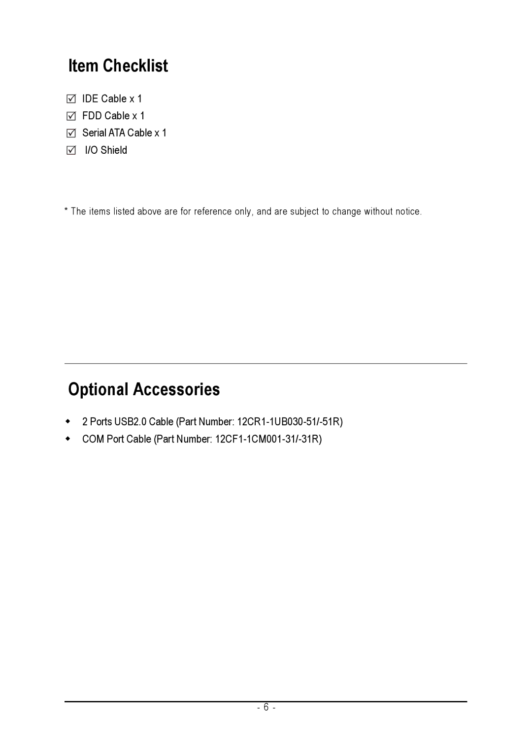 Gigabyte GA-K8NE-RH user manual Item Checklist 