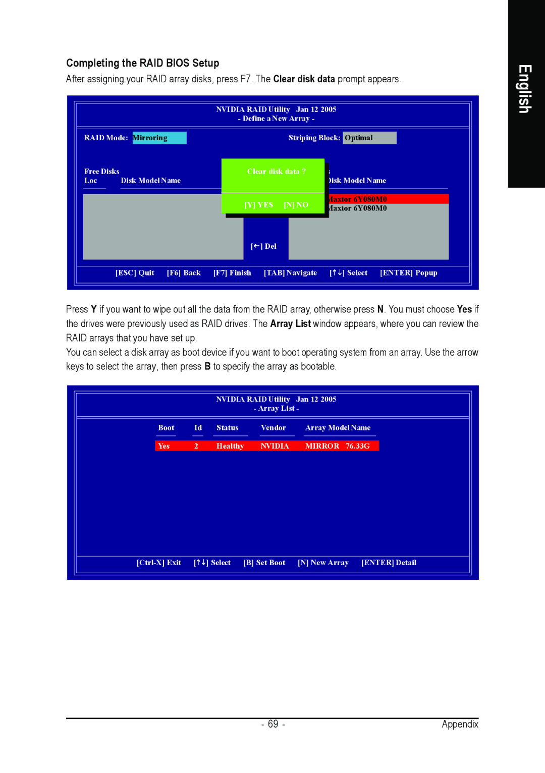 Gigabyte GA-K8NE-RH user manual Completing the RAID Bios Setup, Yes 