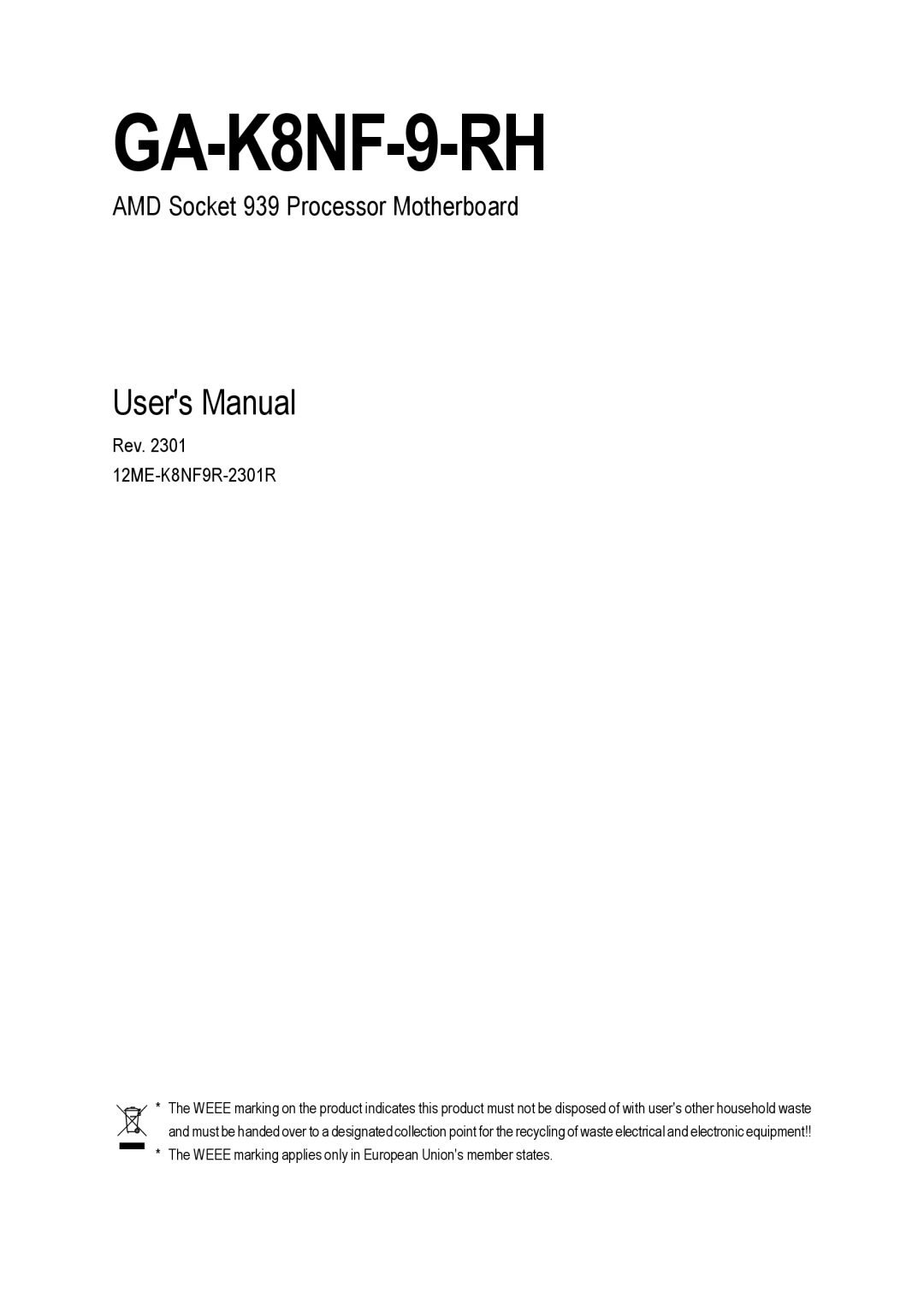 Gigabyte GA-K8NF-9-RH user manual 