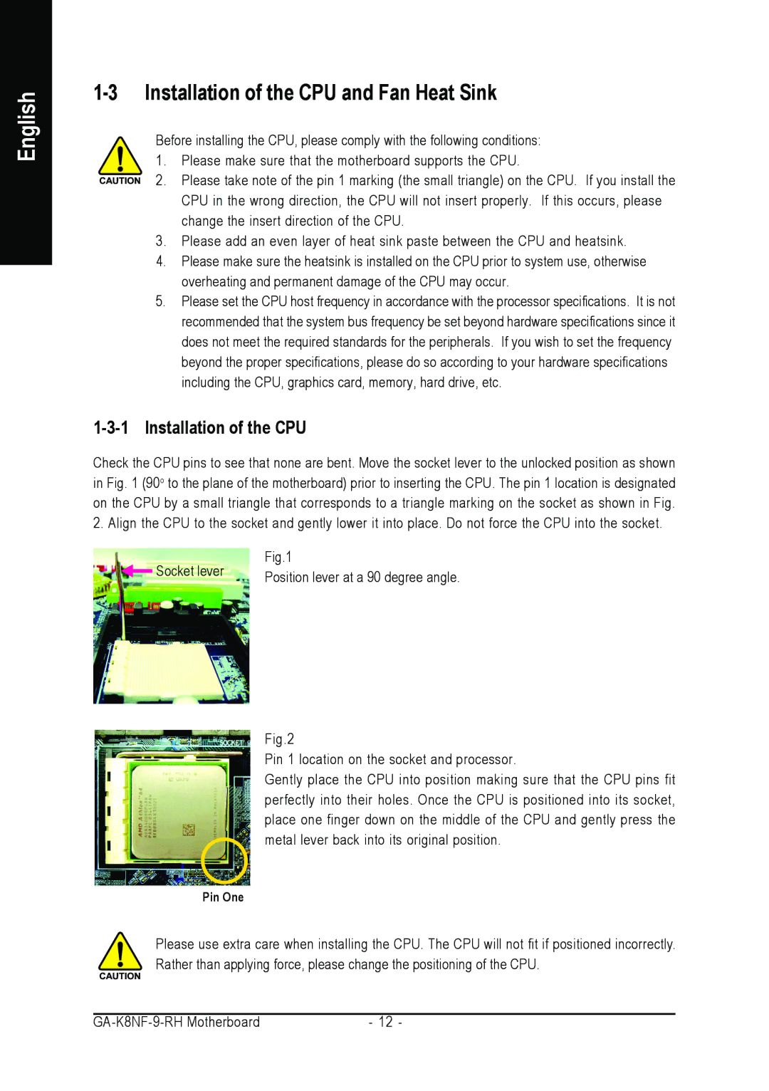 Gigabyte GA-K8NF-9-RH user manual Installation of the CPU and Fan Heat Sink 