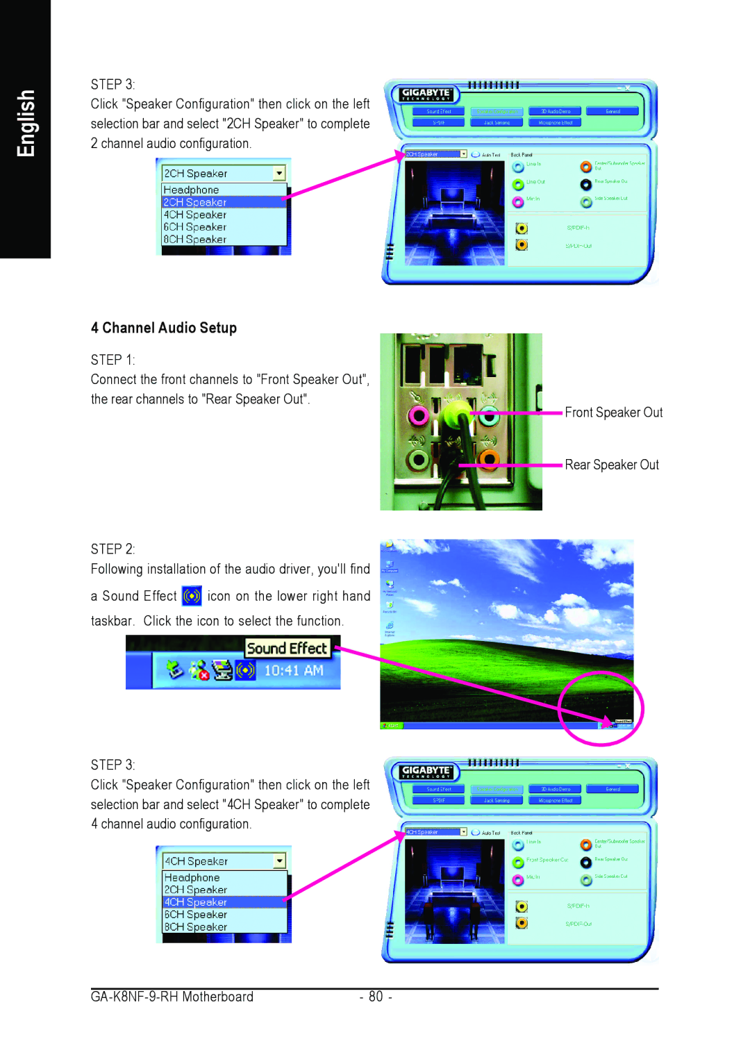 Gigabyte GA-K8NF-9-RH user manual Channel Audio Setup 