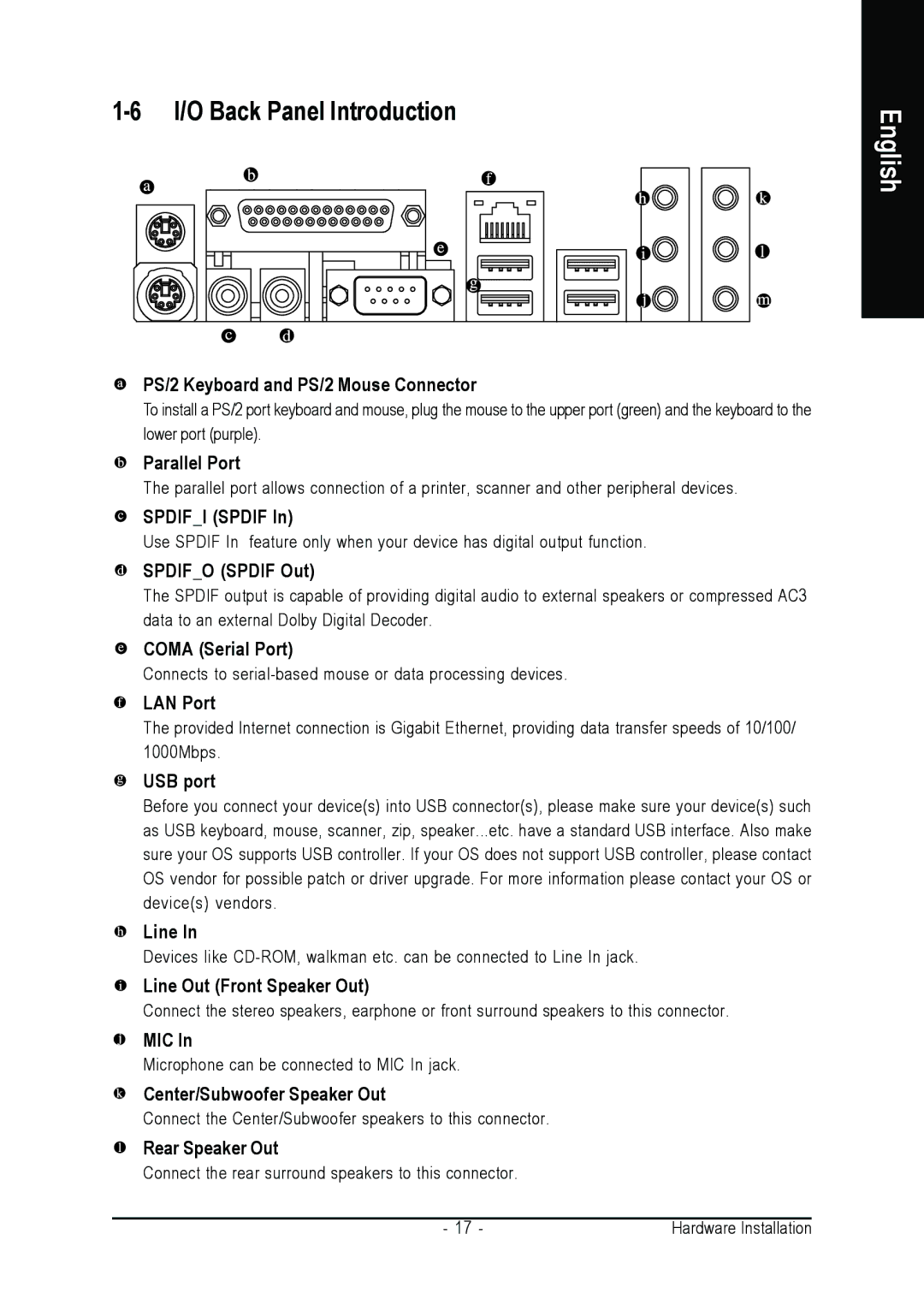 Gigabyte GA-K8NF-9 user manual I/O Back Panel Introduction 