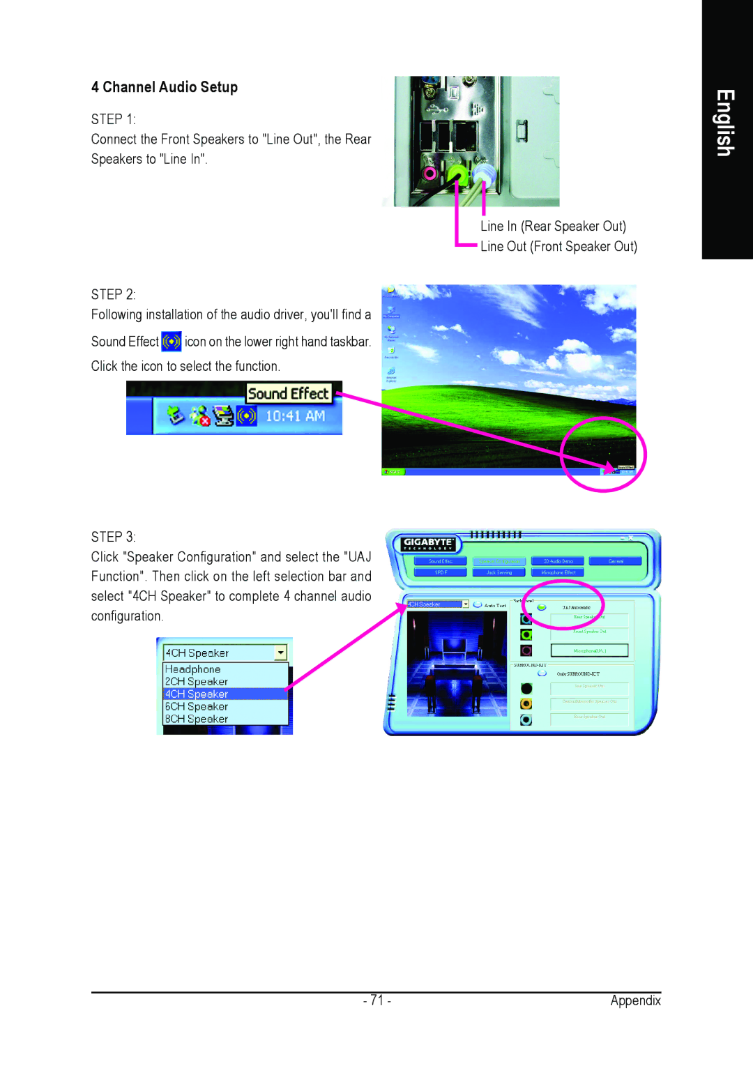 Gigabyte GA-K8NMF-9 user manual Channel Audio Setup 