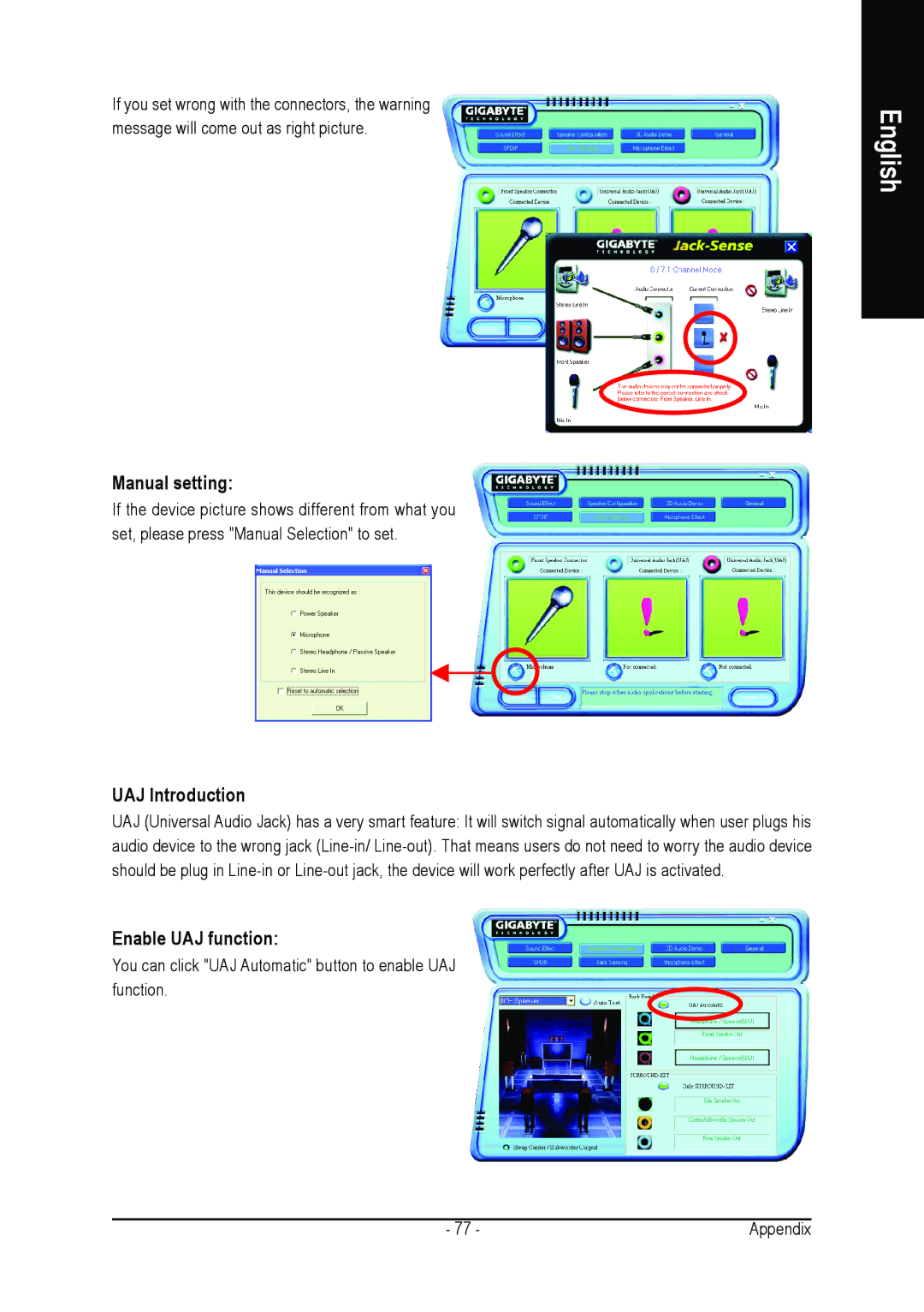 Gigabyte GA-K8NMF-9 user manual Manual setting, UAJ Introduction, Enable UAJ function 