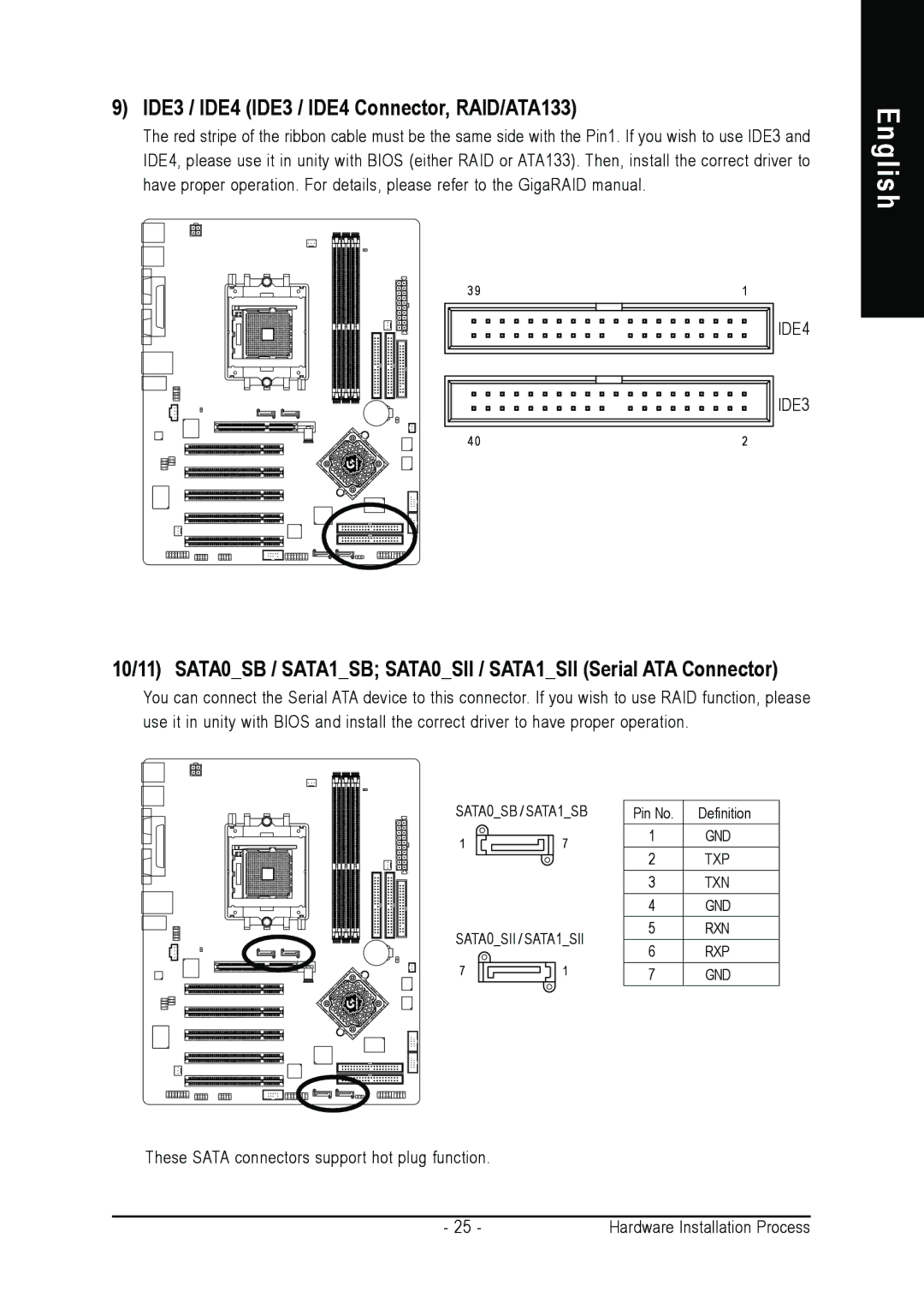 Gigabyte GA-K8NS Pro user manual IDE3 / IDE4 IDE3 / IDE4 Connector, RAID/ATA133 