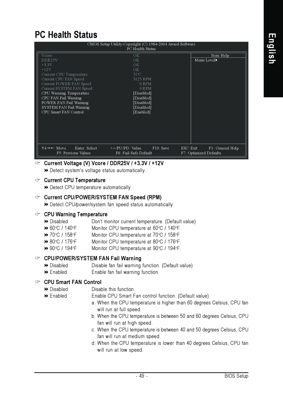 Gigabyte GA-K8NS Pro user manual PC Health Status 