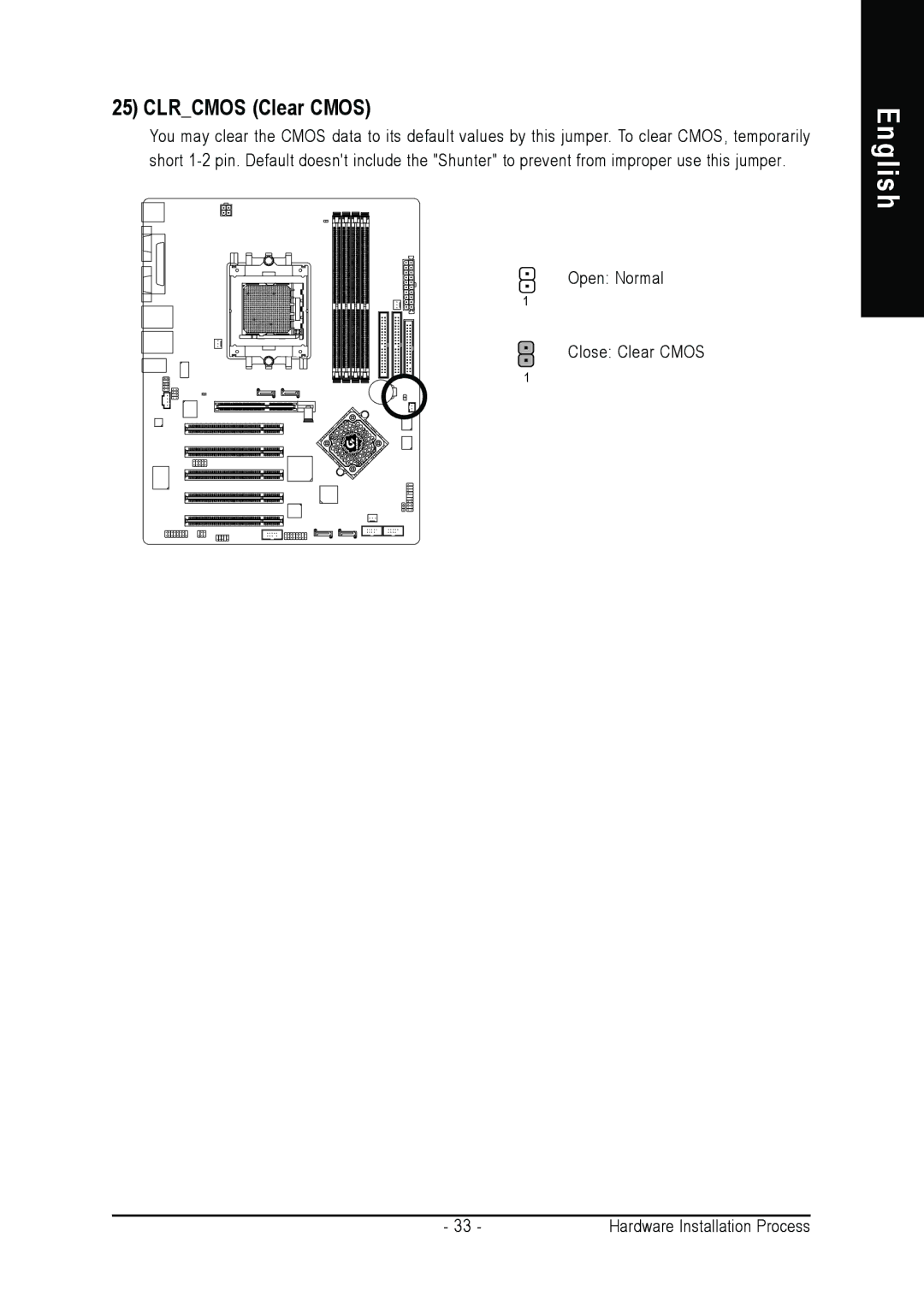 Gigabyte GA-K8NS ULTRA-939 user manual Clrcmos Clear Cmos 