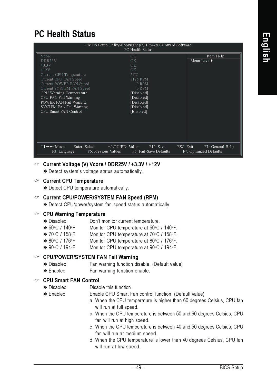 Gigabyte GA-K8NS ULTRA-939 user manual PC Health Status 