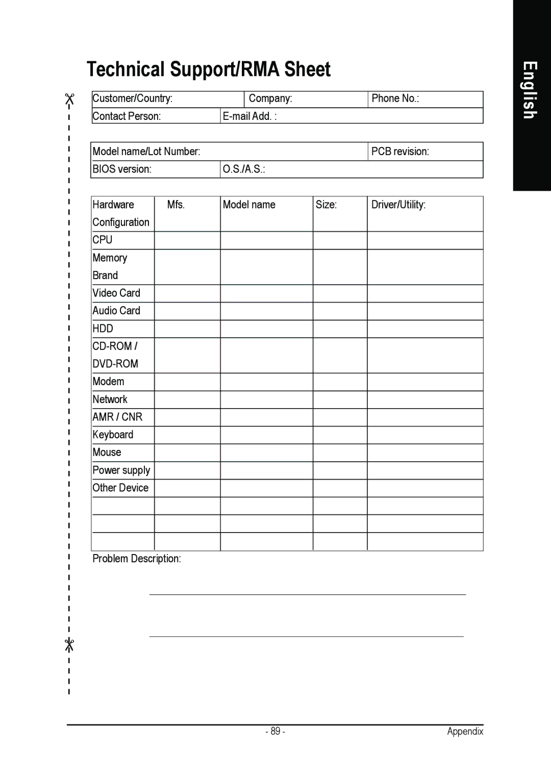 Gigabyte GA-K8NS ULTRA-939 user manual Technical Support/RMA Sheet 