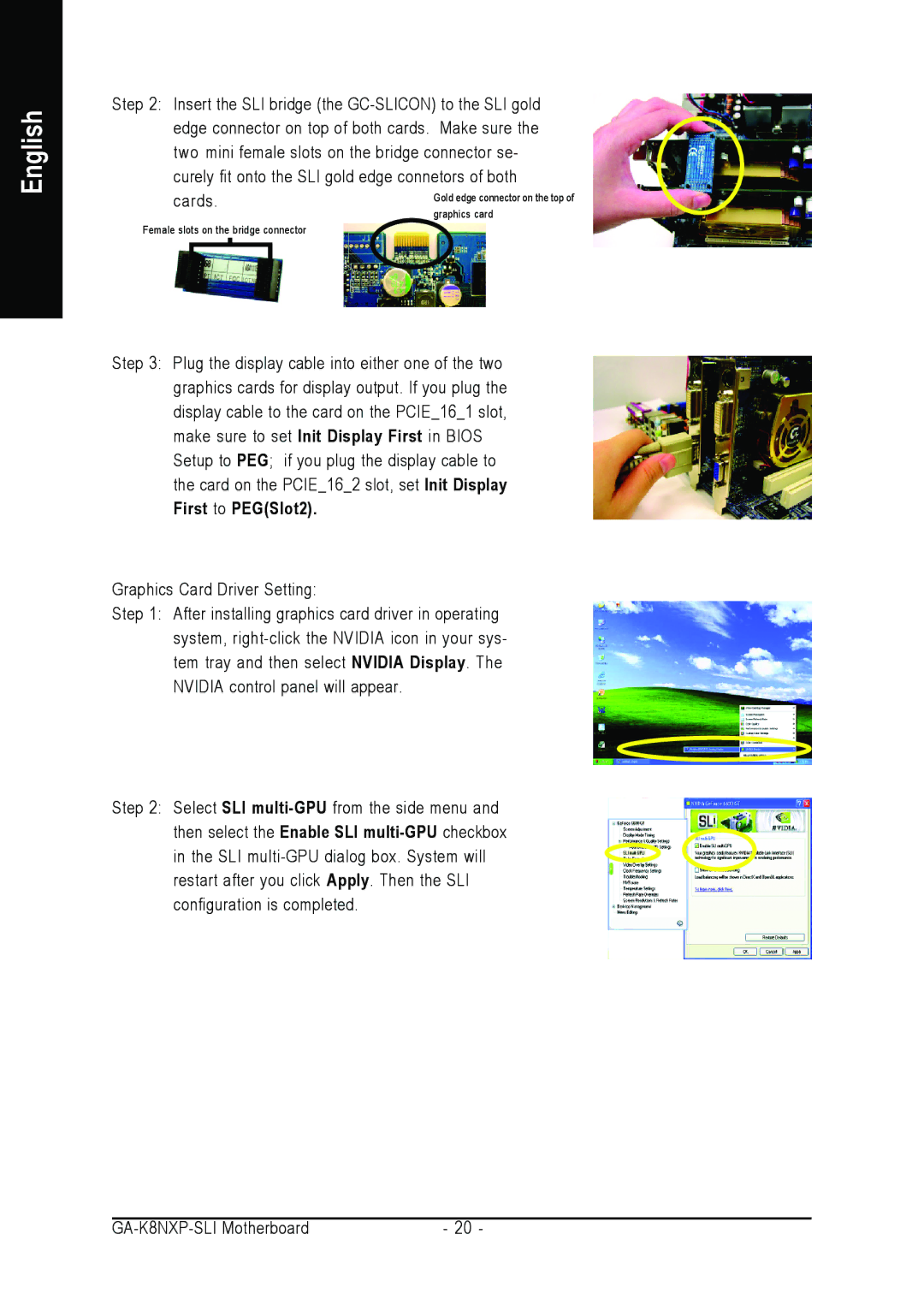 Gigabyte GA-K8NXP-SLI user manual Graphics card 