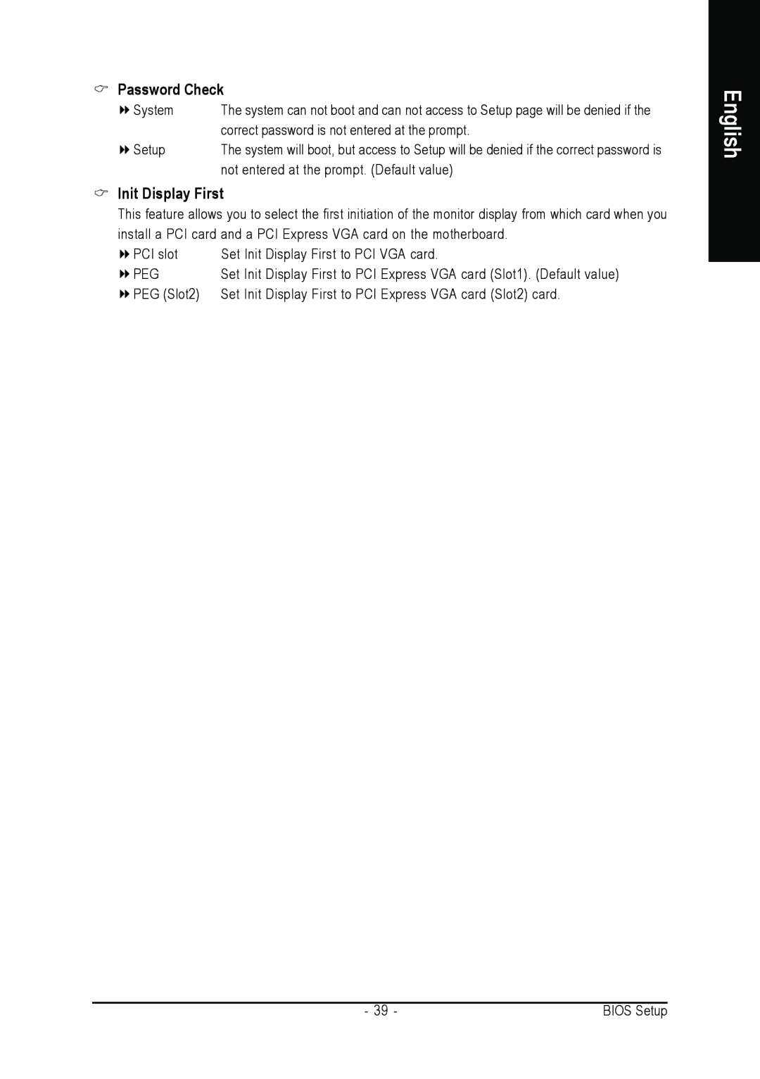 Gigabyte GA-K8NXP-SLI user manual Password Check, Init Display First 