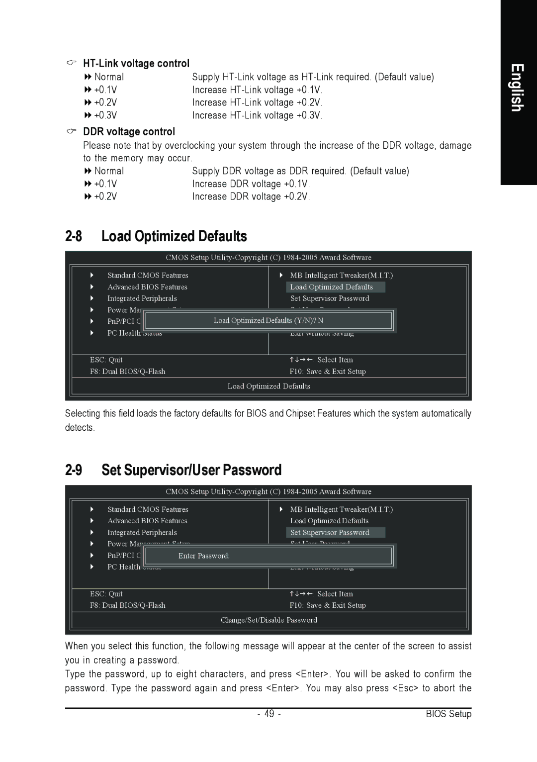 Gigabyte GA-K8NXP-SLI user manual HT-Link voltage control, DDR voltage control 