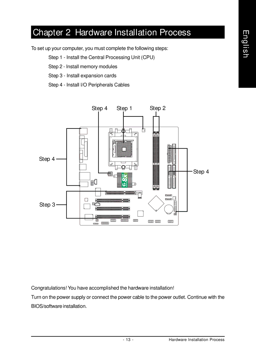 Gigabyte GA-K8S760M user manual Hardware Installation Process, Step 