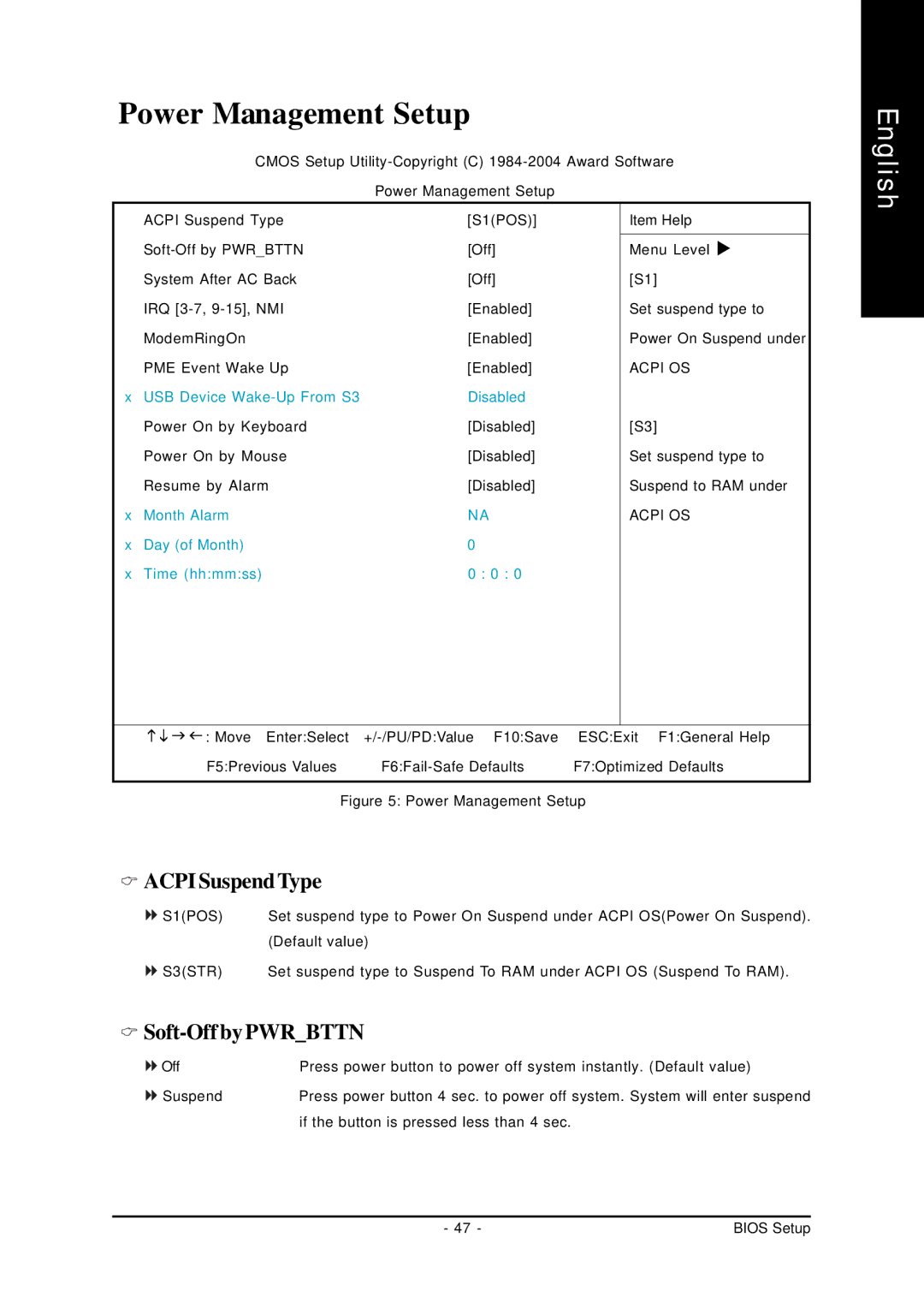 Gigabyte GA-K8S760M user manual Power Management Setup, Acpi SuspendType, Soft-Off by Pwrbttn 