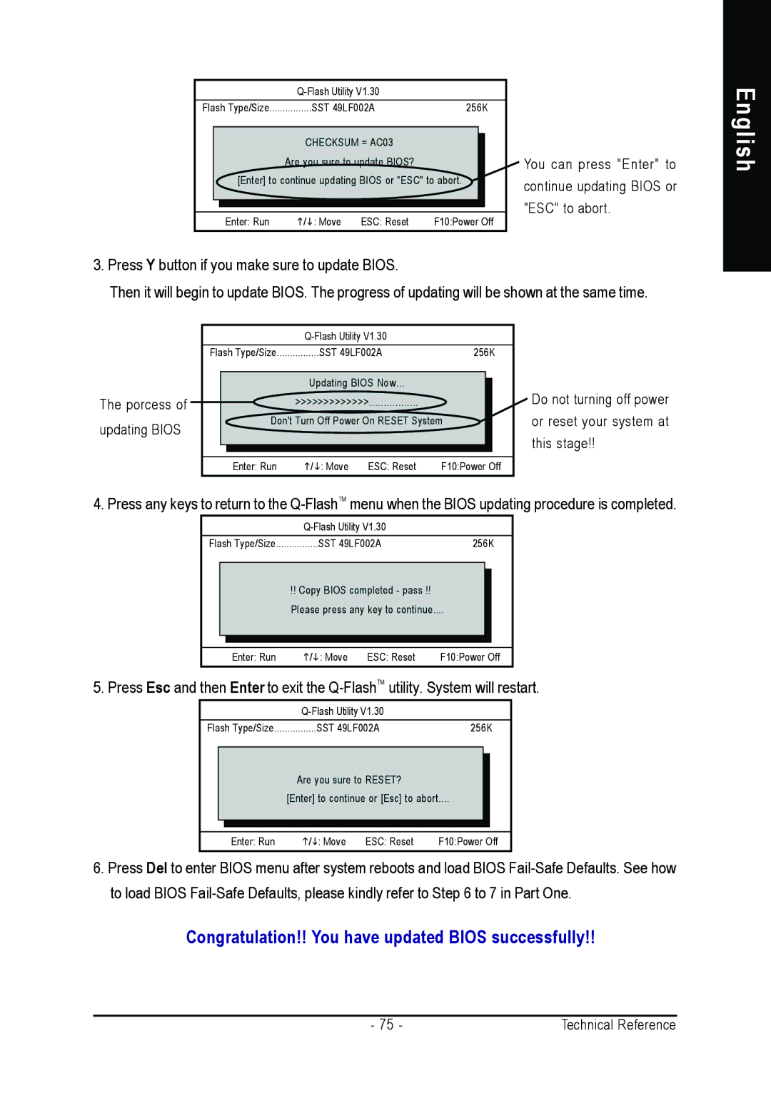 Gigabyte GA-K8S760M user manual Congratulation!! You have updated Bios successfully 