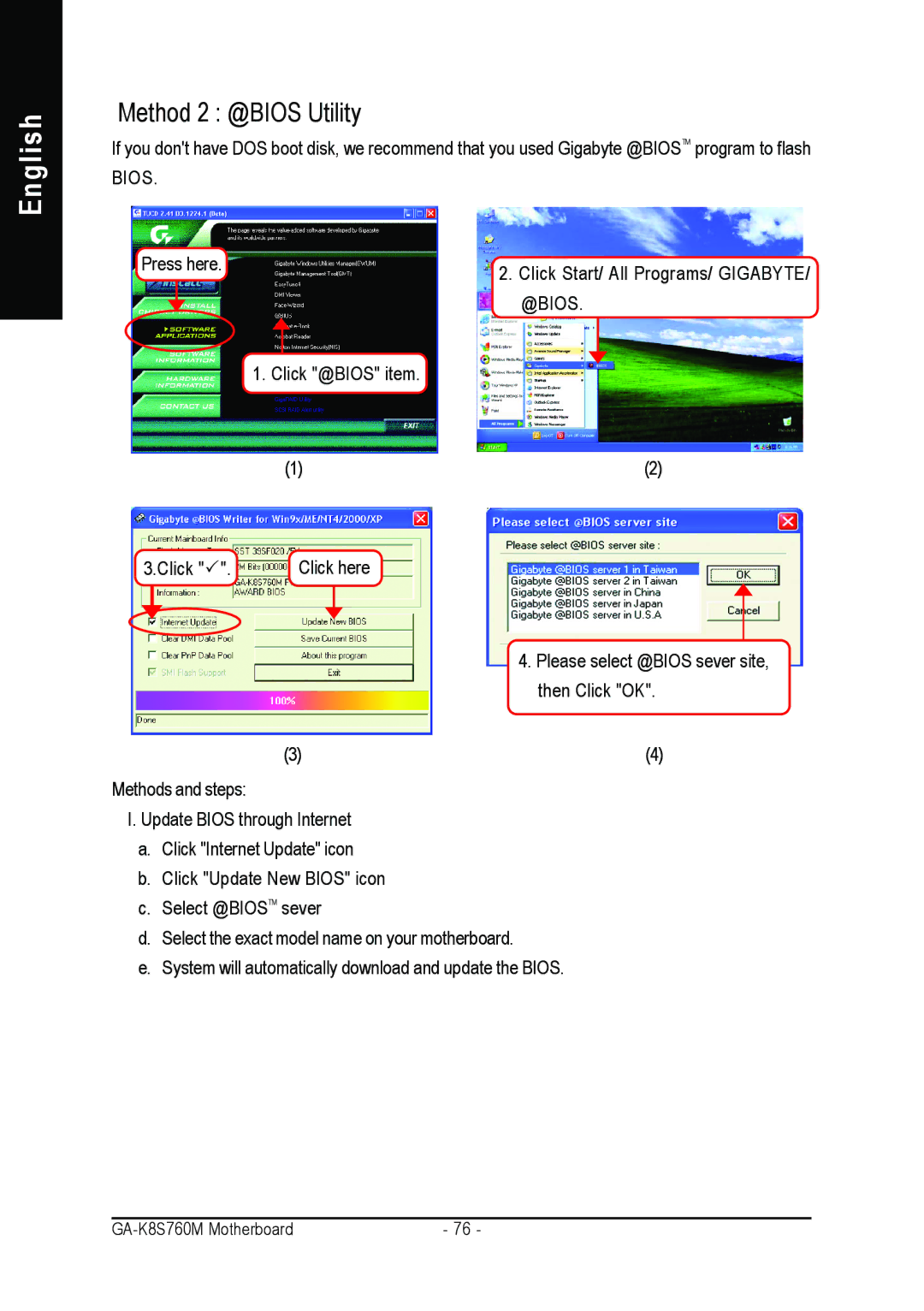 Gigabyte GA-K8S760M user manual Method 2 @BIOS Utility 