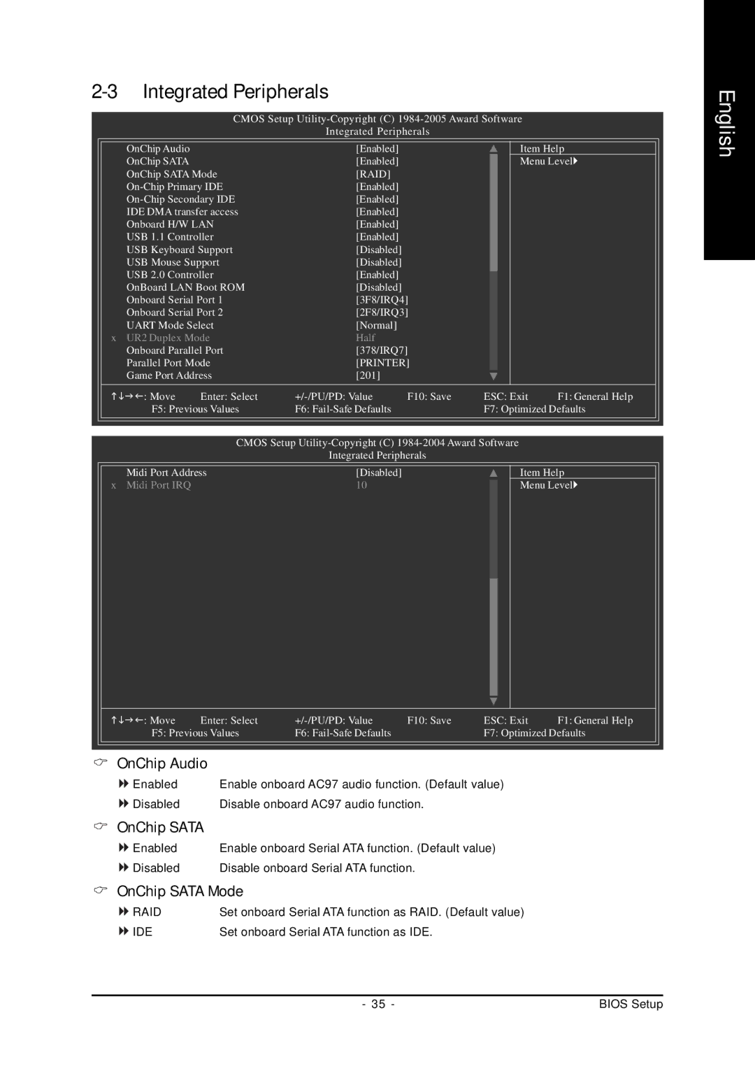 Gigabyte GA-K8U-939 user manual Integrated Peripherals, OnChip Audio, OnChip Sata Mode 