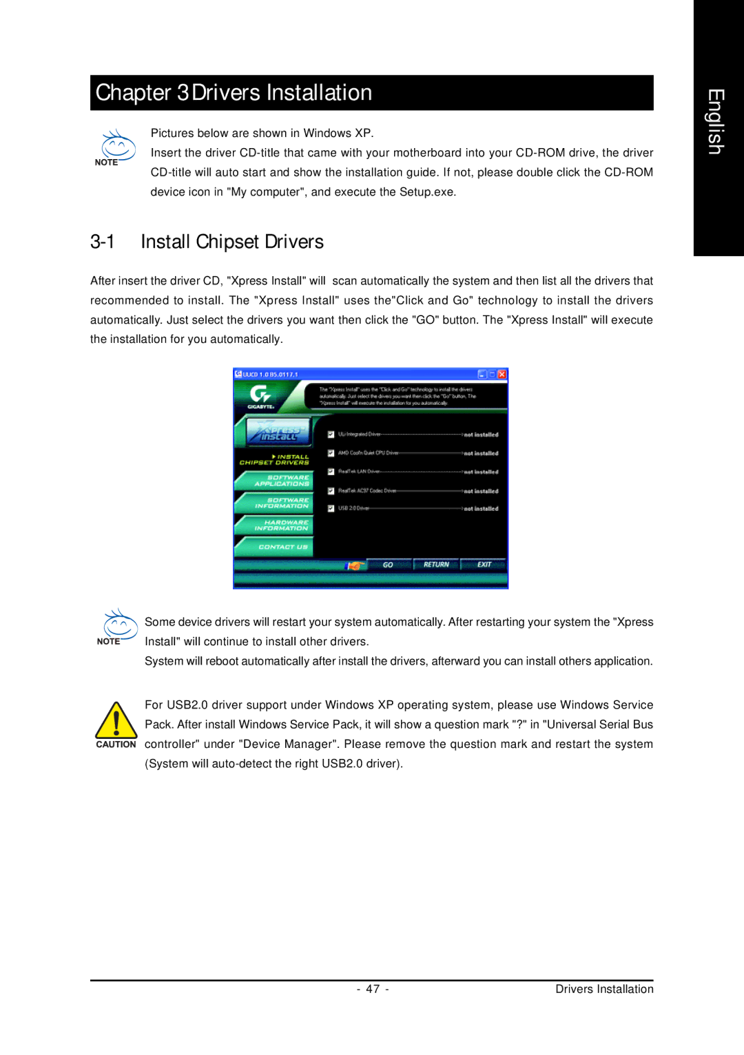 Gigabyte GA-K8U-939 user manual Drivers Installation, Install Chipset Drivers 