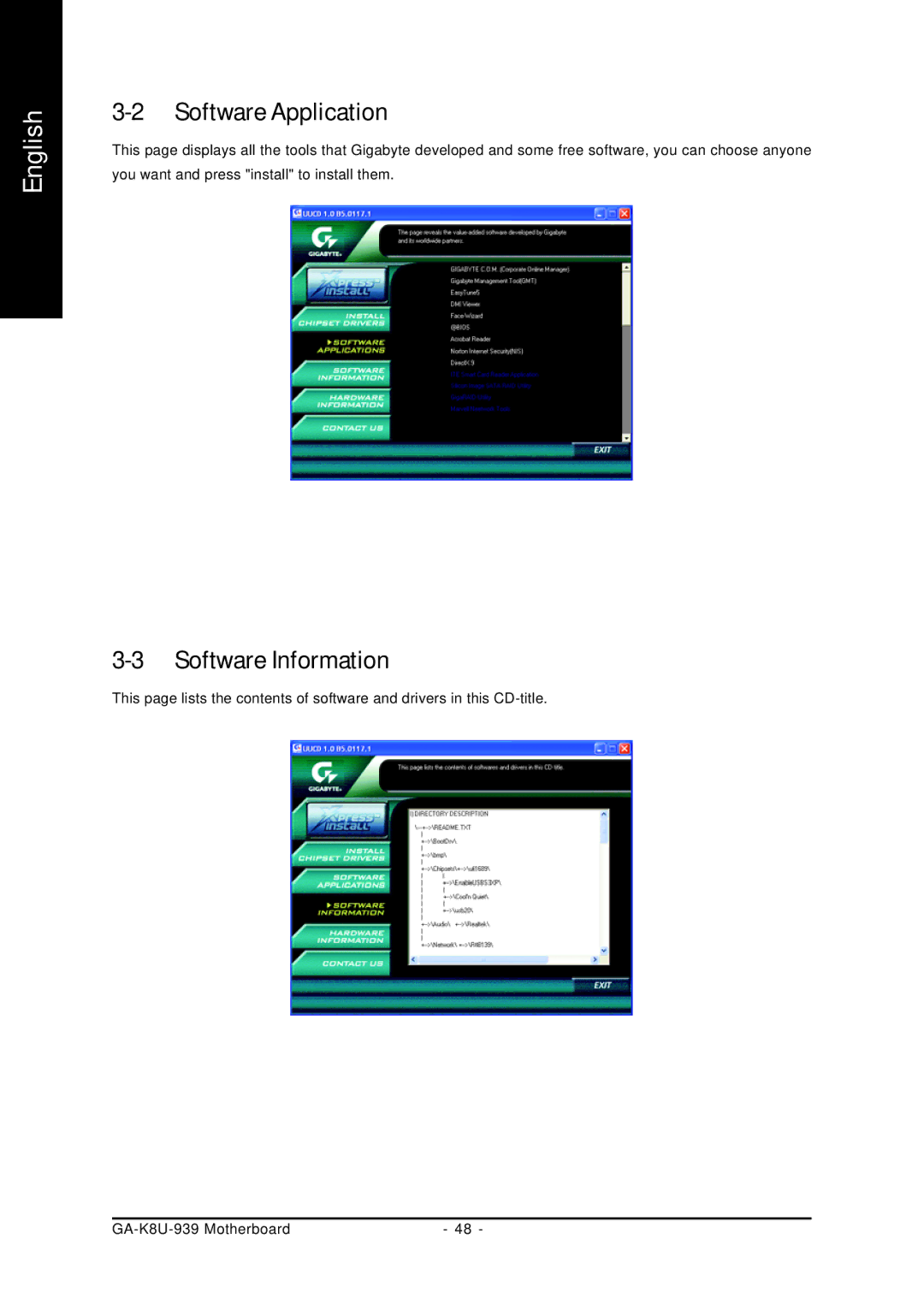 Gigabyte GA-K8U-939 user manual Software Application, Software Information 