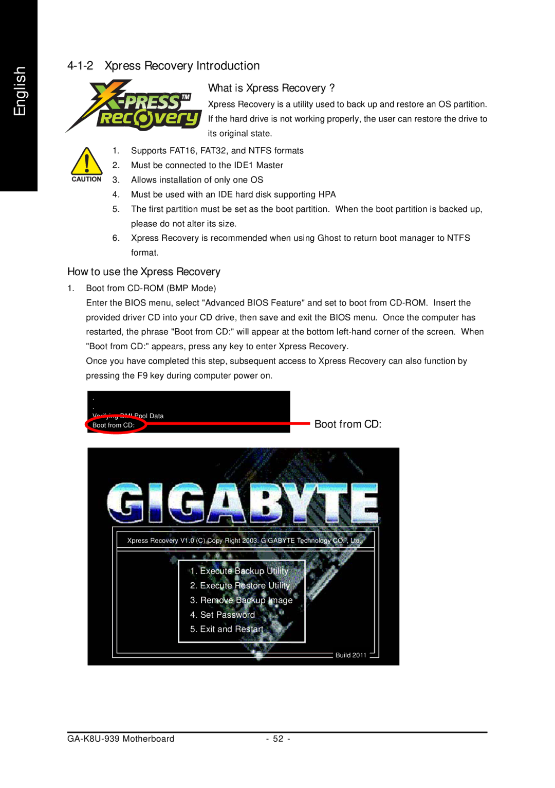 Gigabyte GA-K8U-939 user manual Xpress Recovery Introduction, What is Xpress Recovery ?, How to use the Xpress Recovery 