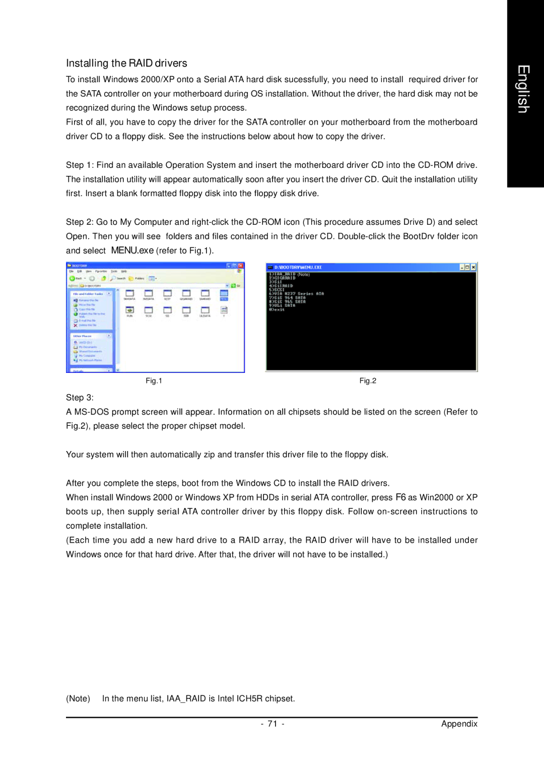 Gigabyte GA-K8U-939 user manual Installing the RAID drivers 