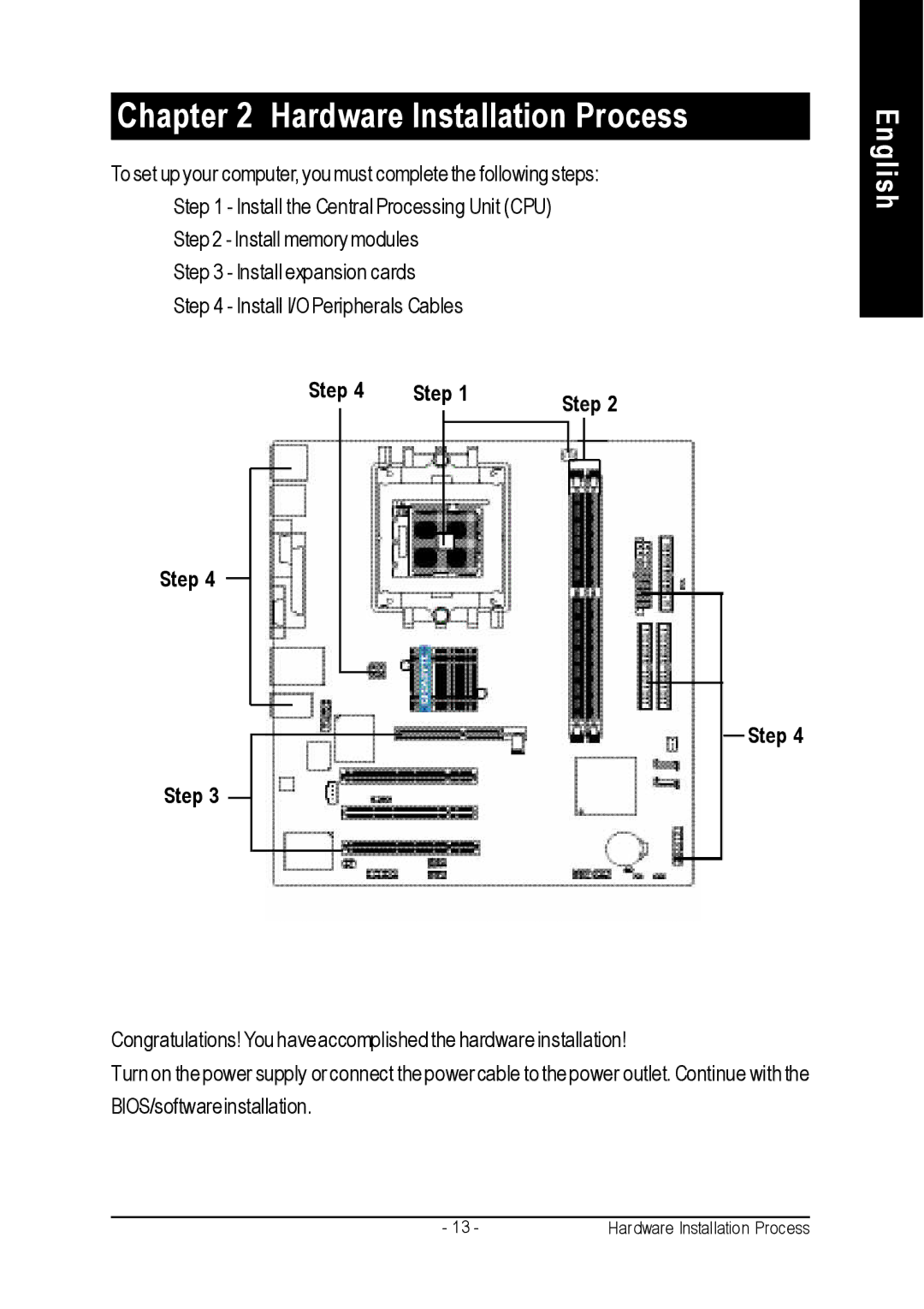 Gigabyte GA-K8VM800M user manual Hardware Installation Process, Step 