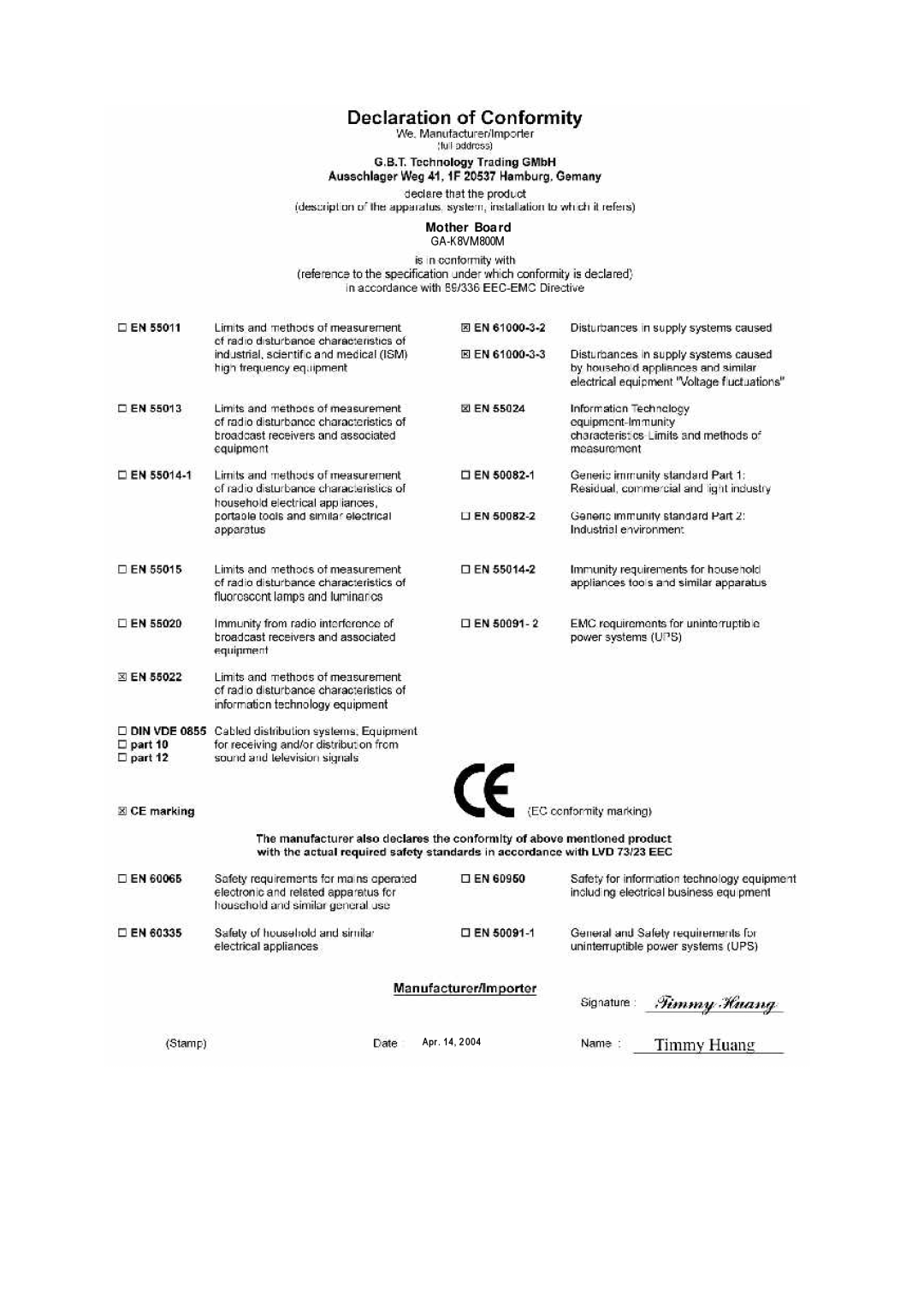 Gigabyte GA-K8VM800M user manual Mother Board 