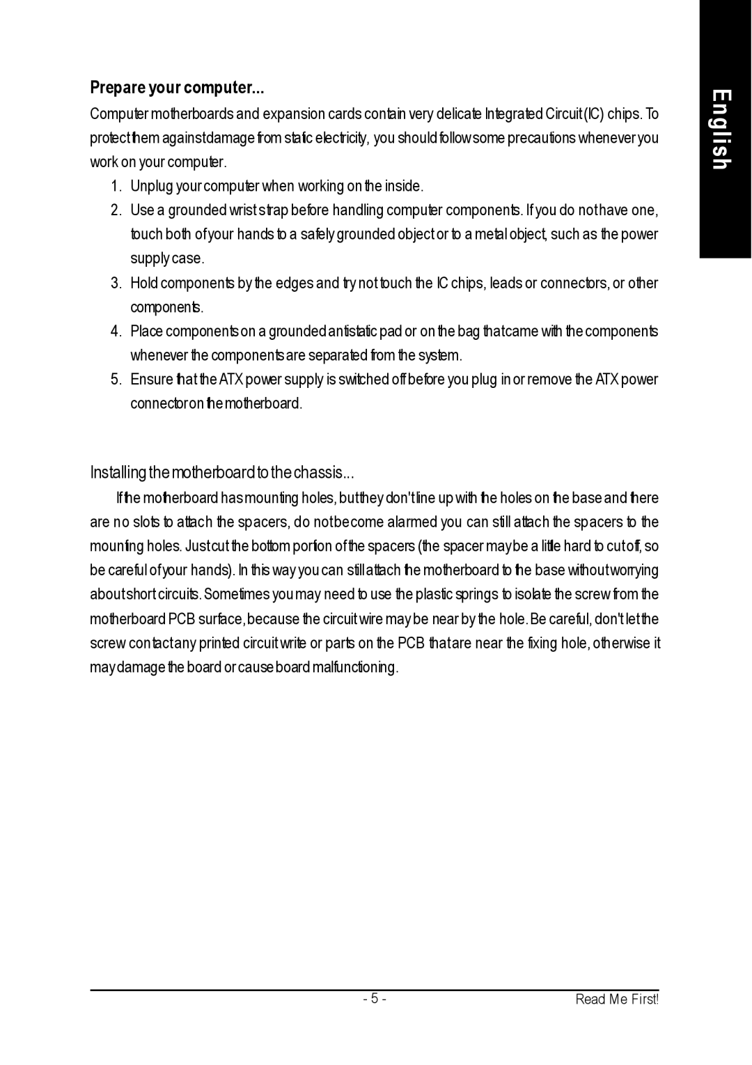 Gigabyte GA-K8VM800M user manual Prepare your computer, Installing the motherboard to the chassis 