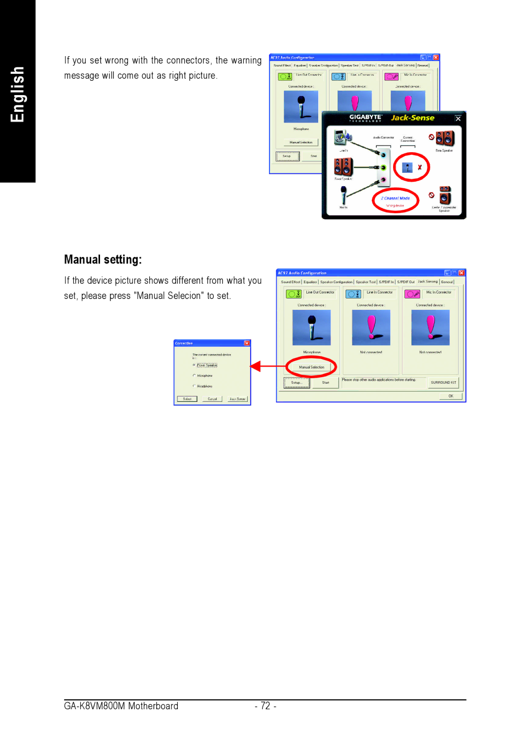 Gigabyte GA-K8VM800M user manual Manual setting 