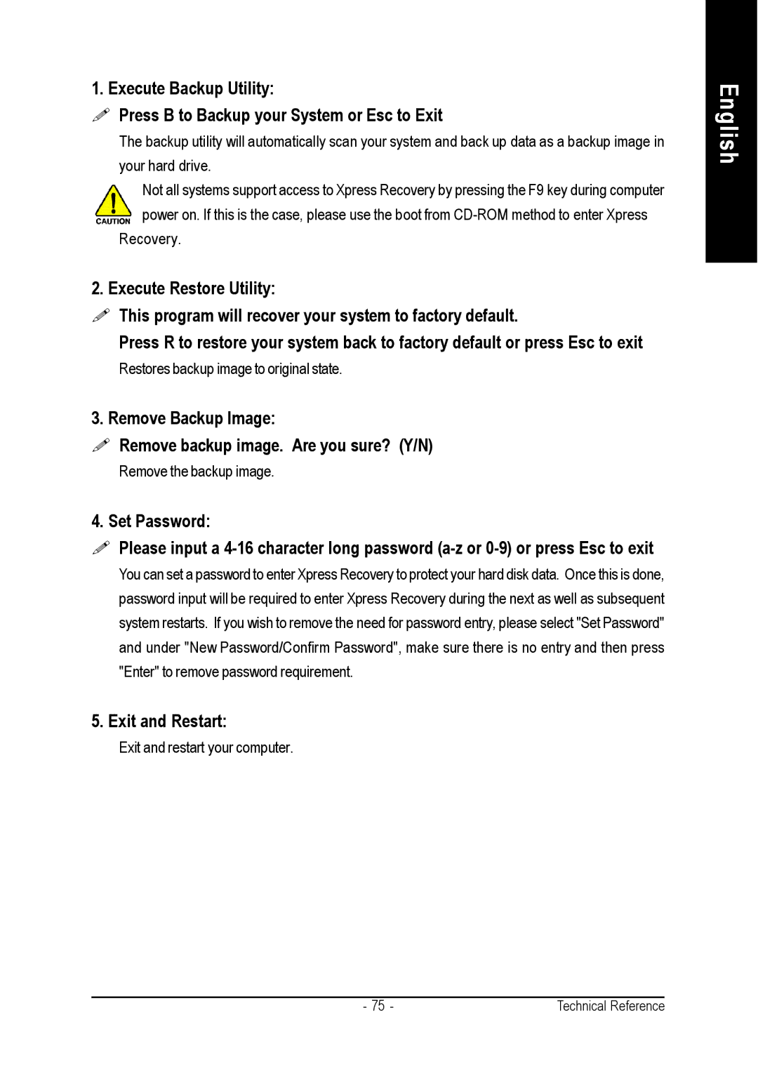 Gigabyte GA-K8VM800M user manual Remove Backup Image Remove backup image. Are you sure? Y/N, Exit and Restart 