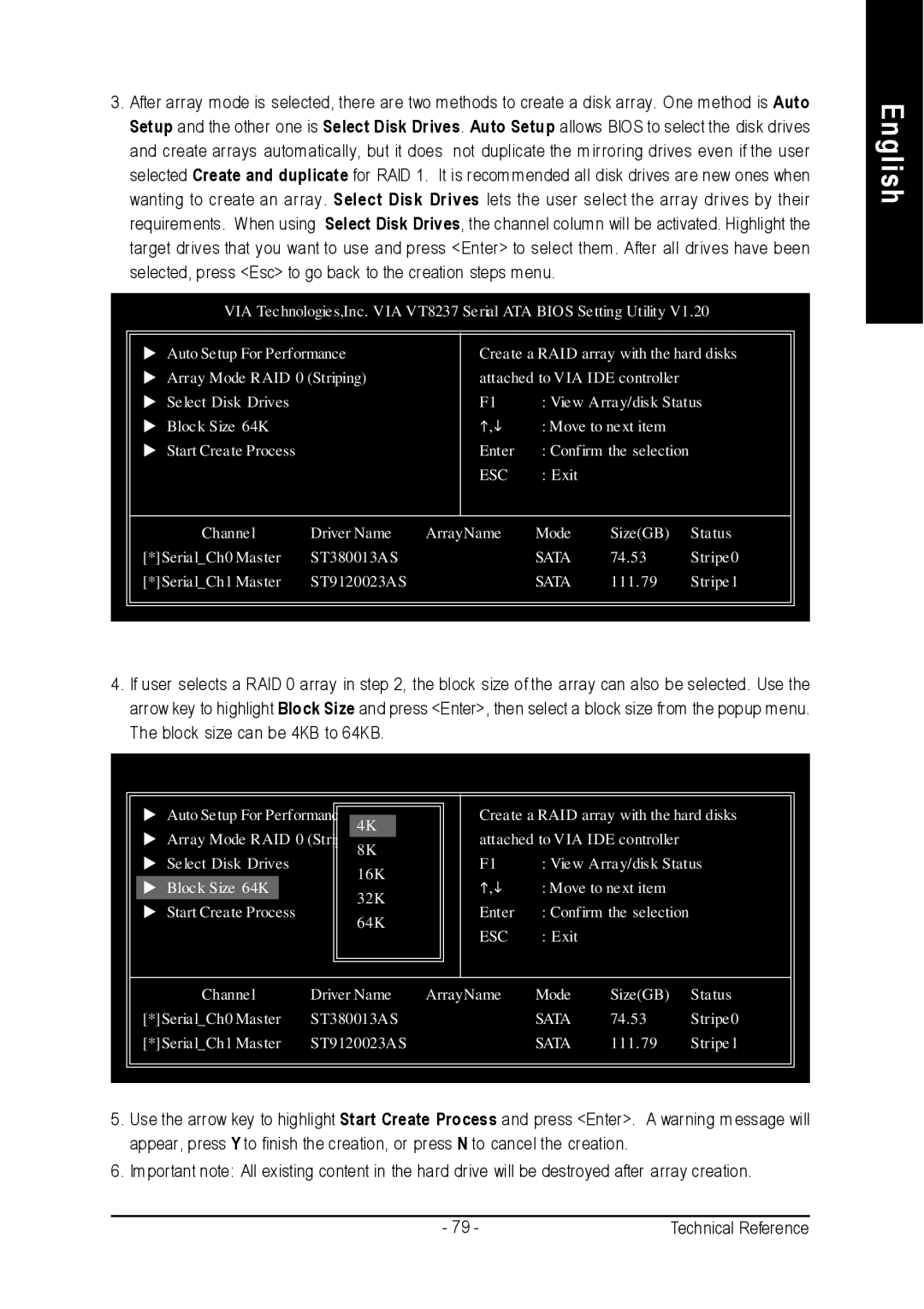 Gigabyte GA-K8VM800M user manual Stripe0 SerialCh1 Master ST9120023AS 