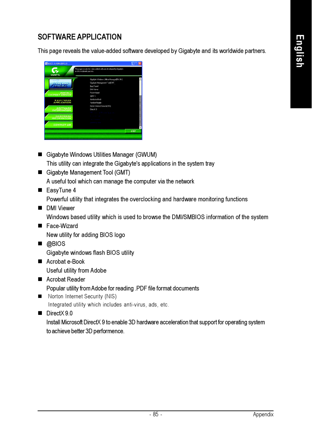 Gigabyte GA-K8VM800M user manual Software Application 