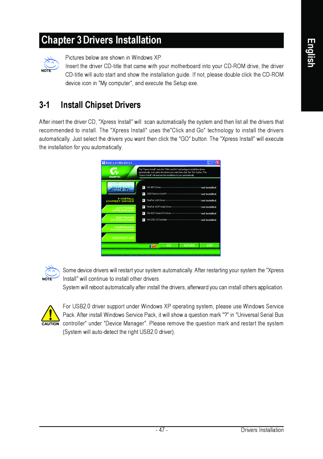 Gigabyte GA-K8VT800-RH user manual Drivers Installation, Install Chipset Drivers 