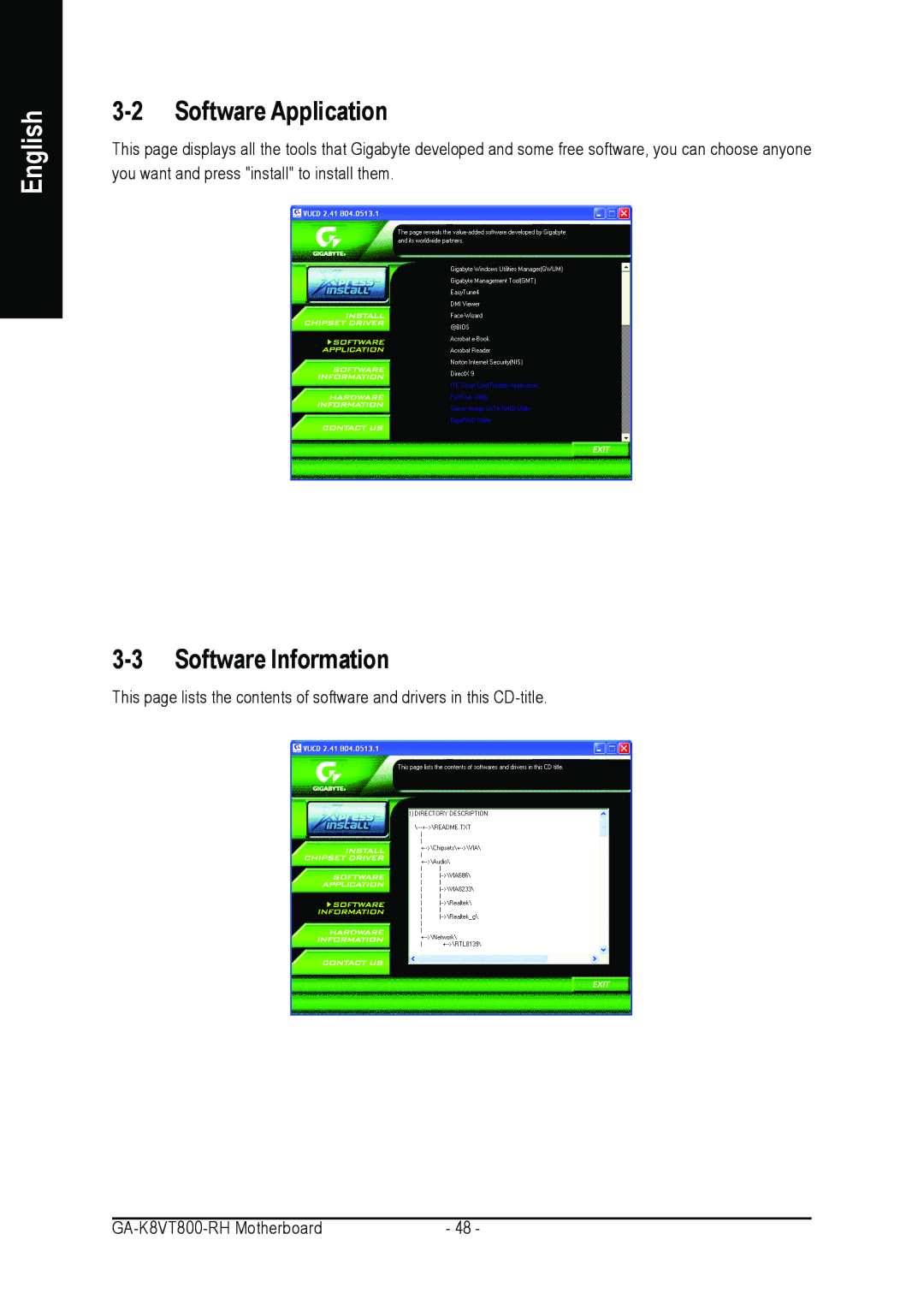 Gigabyte GA-K8VT800-RH user manual Software Application, Software Information 