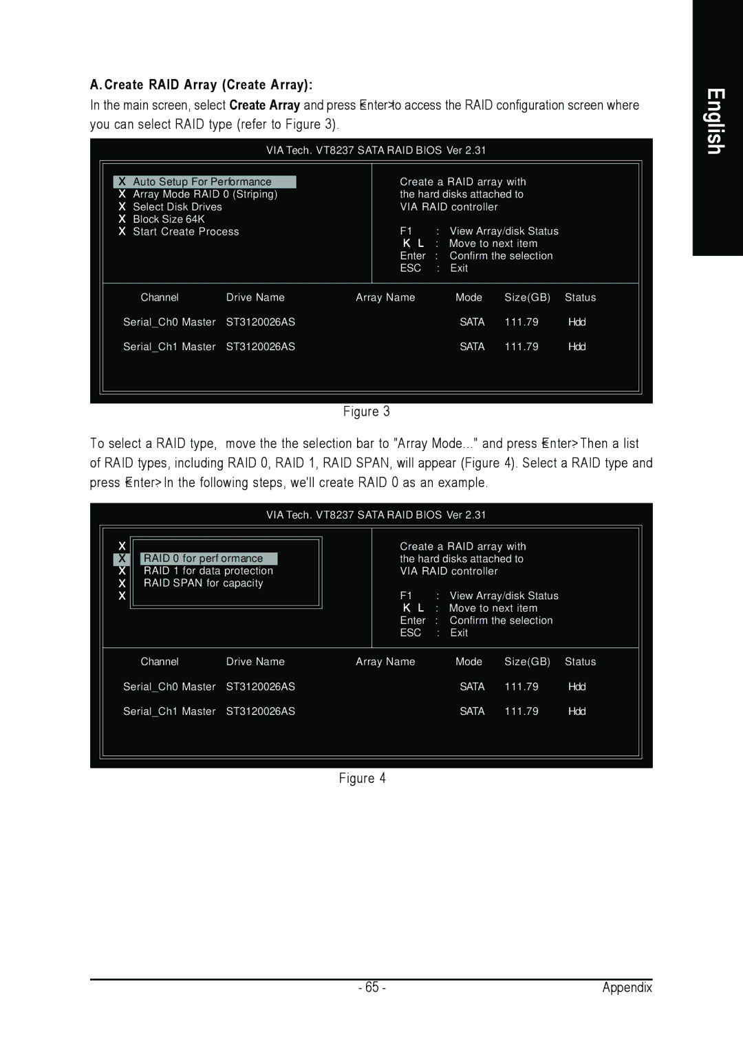 Gigabyte GA-K8VT800-RH user manual Create RAID Array Create Array 