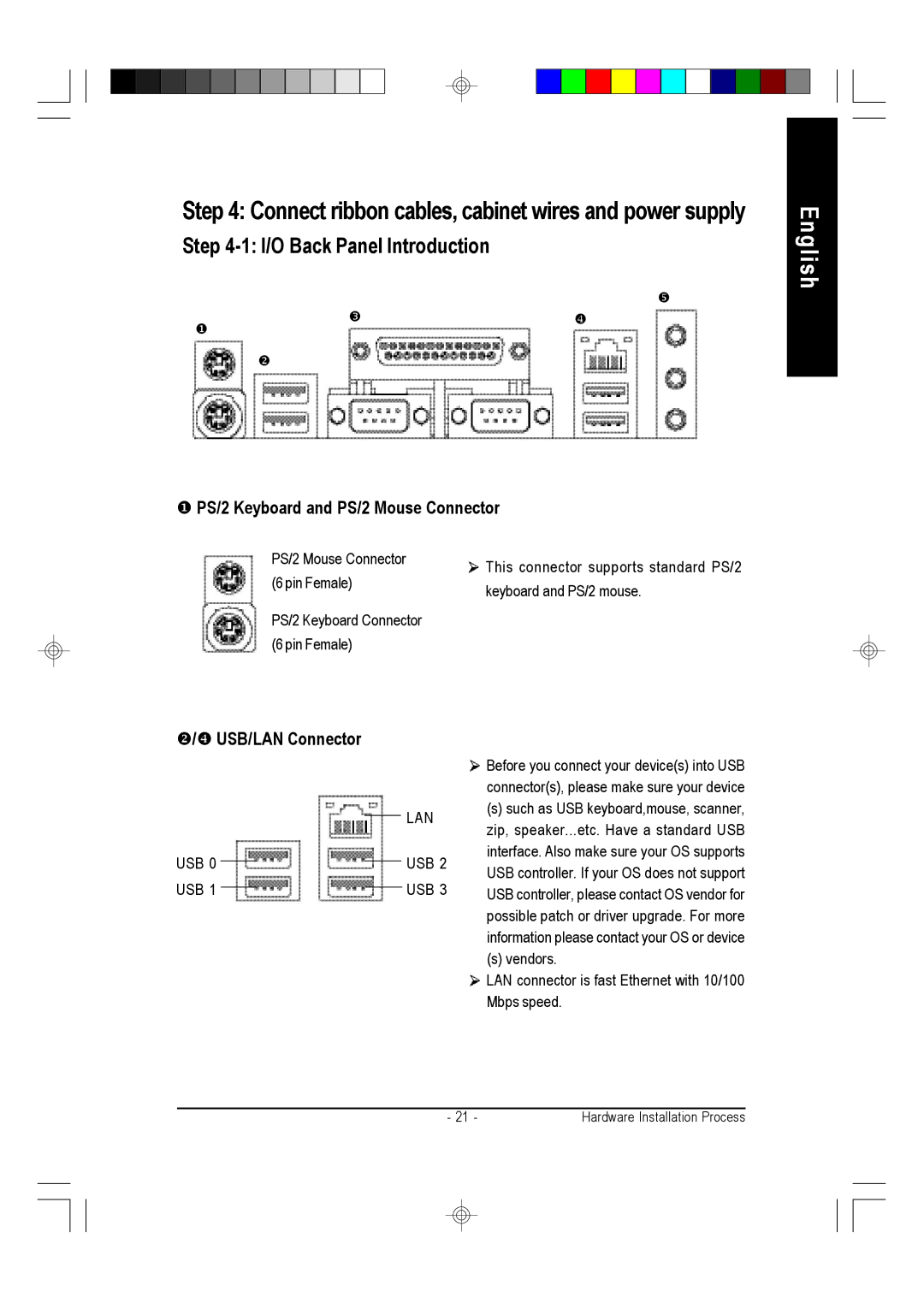 Gigabyte GA-K8VT800M user manual PS/2 Keyboard and PS/2 Mouse Connector, USB/LAN Connector 