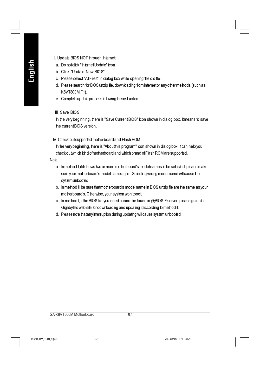 Gigabyte GA-K8VT800M user manual English 