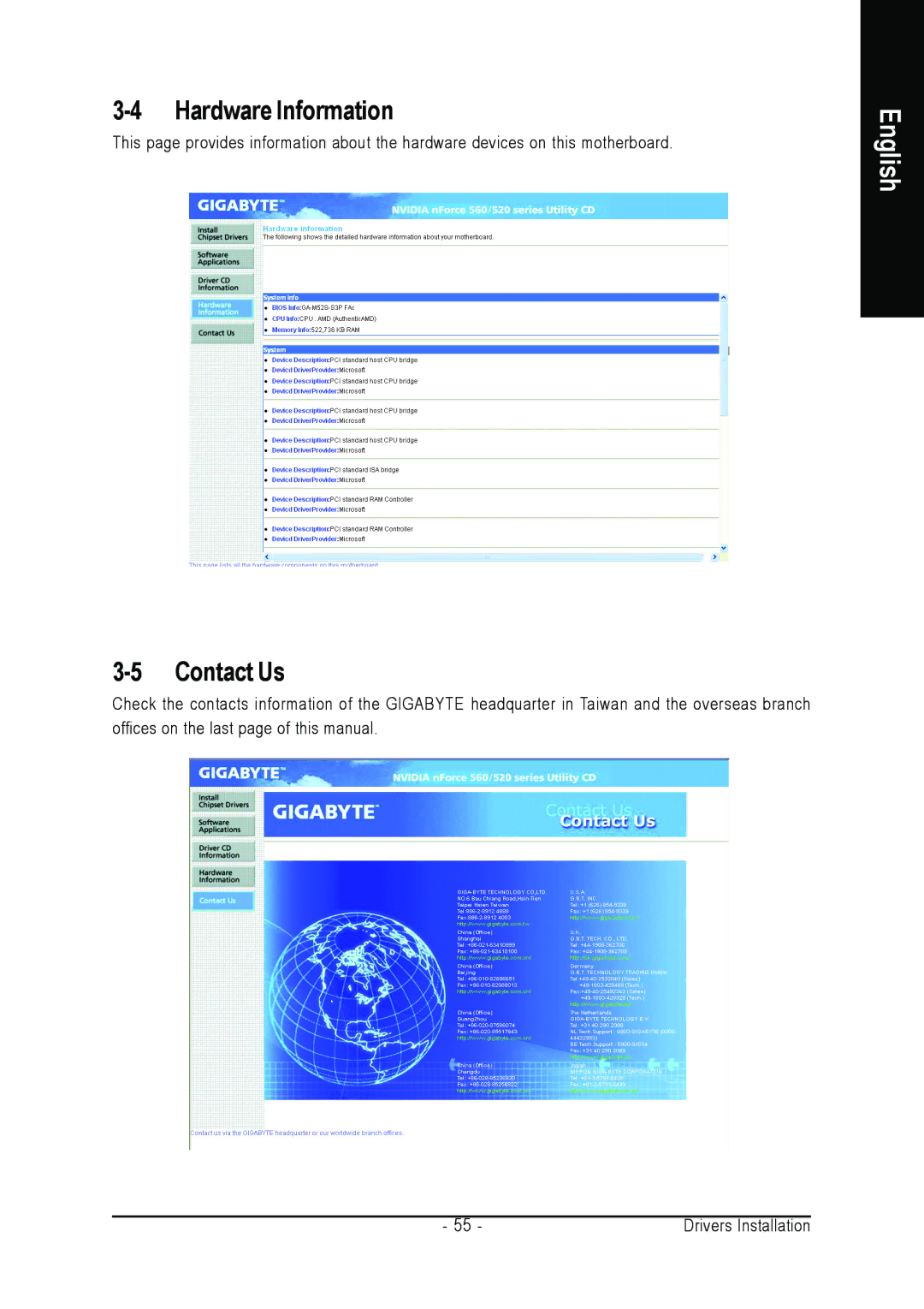 Gigabyte GA-M52S-S3P user manual Hardware Information, Contact Us 