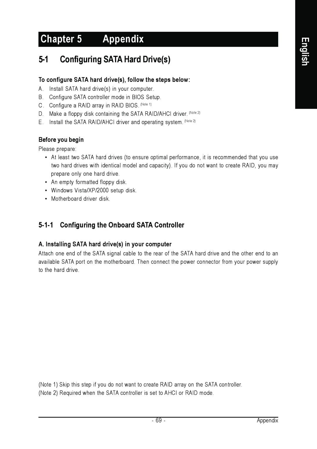 Gigabyte GA-M52S-S3P user manual Configuring Sata Hard Drives, Configuring the Onboard Sata Controller 