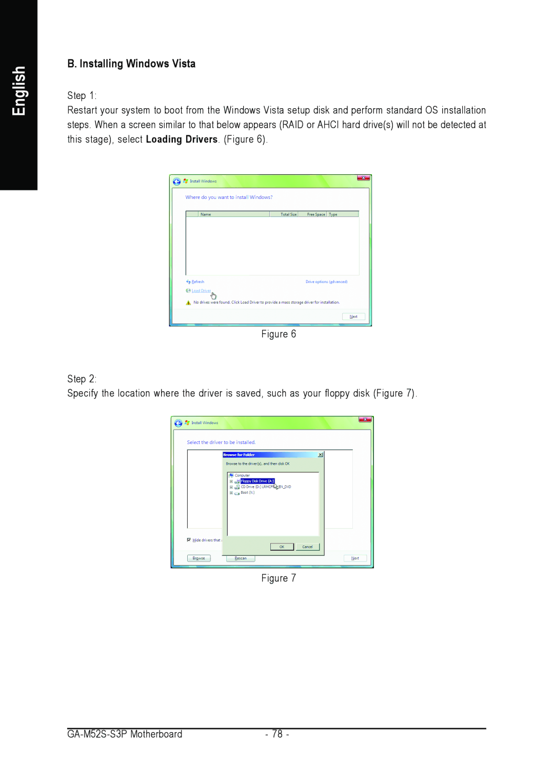 Gigabyte GA-M52S-S3P user manual Installing Windows Vista 