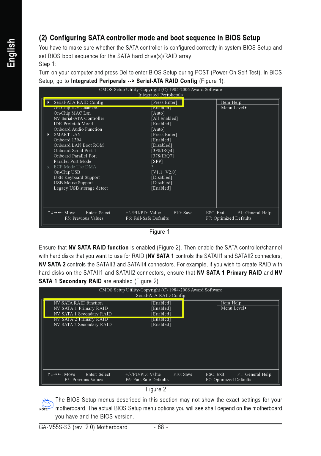 Gigabyte GA-M55S-S3 user manual Configuring SATA controller mode and boot sequence in BIOS Setup, English 