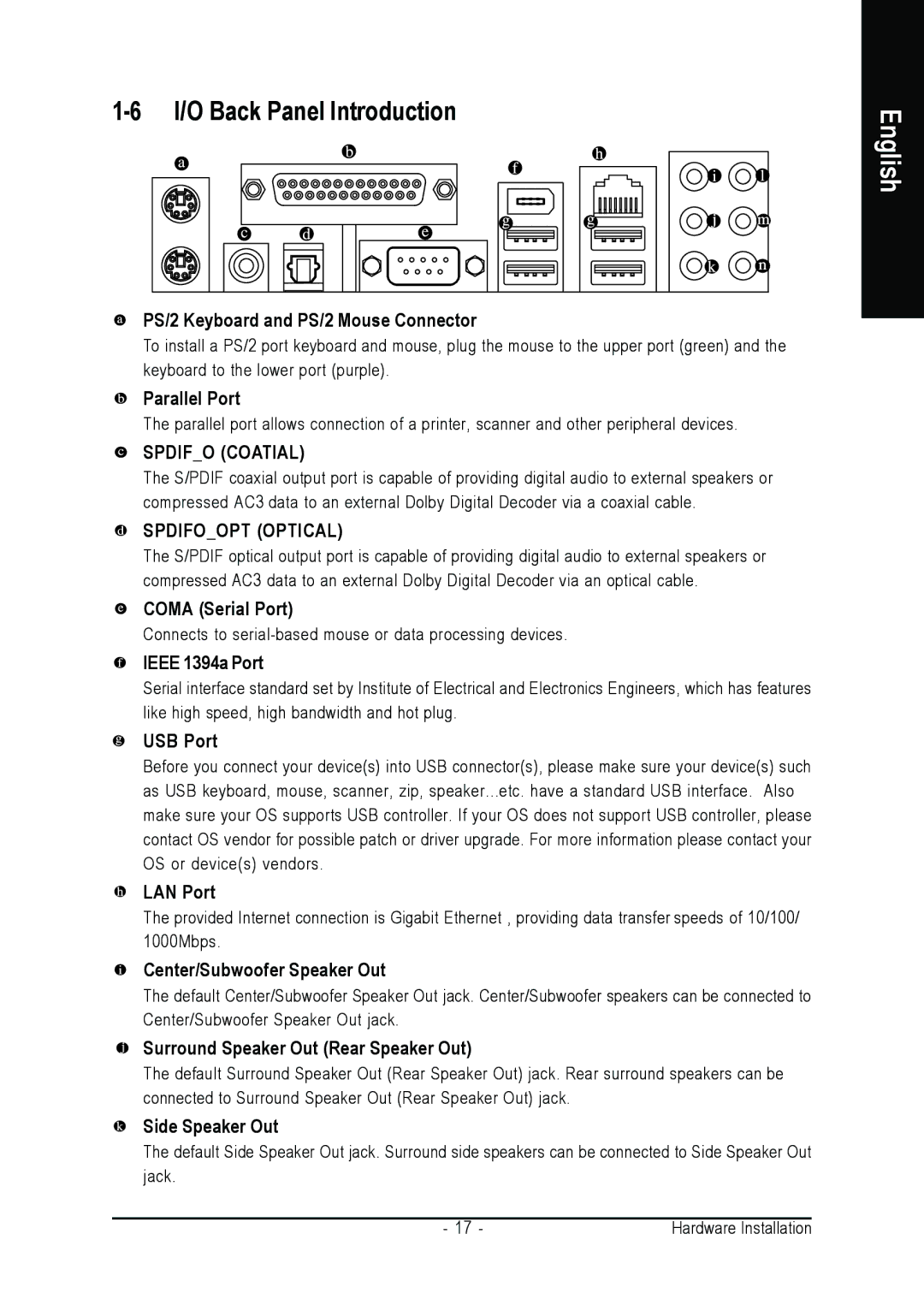 Gigabyte GA-M55S-S3 user manual I/O Back Panel Introduction 