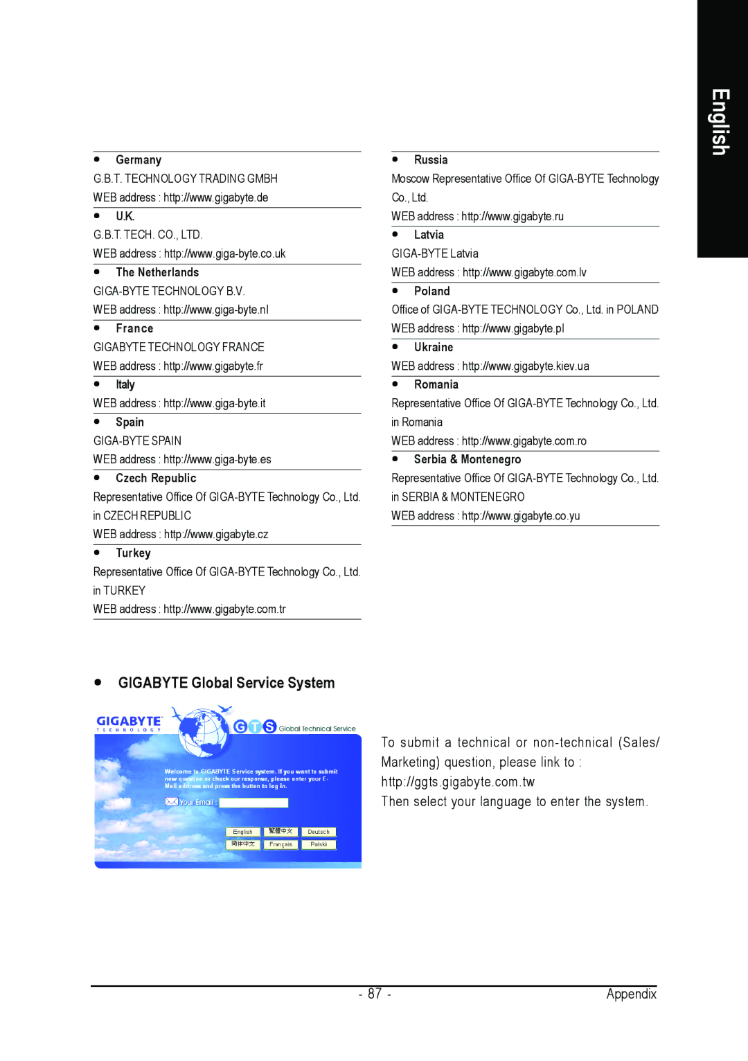 Gigabyte GA-M55S-S3 user manual Gigabyte Global Service System 