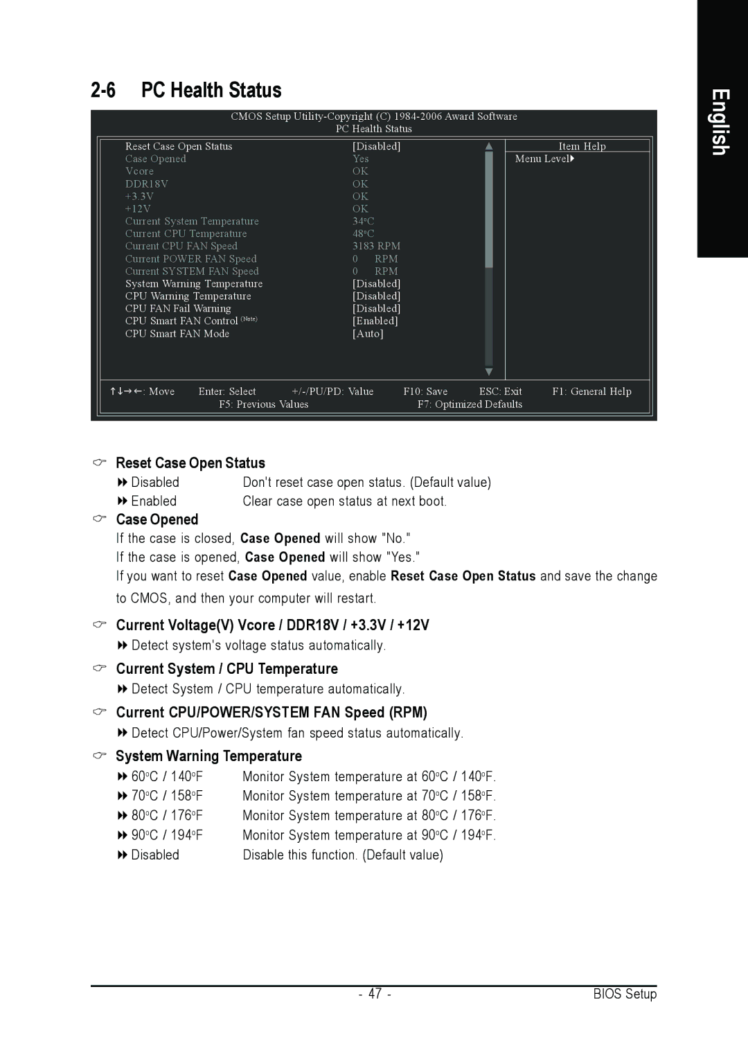 Gigabyte GA-M55SLI-S4 user manual PC Health Status 