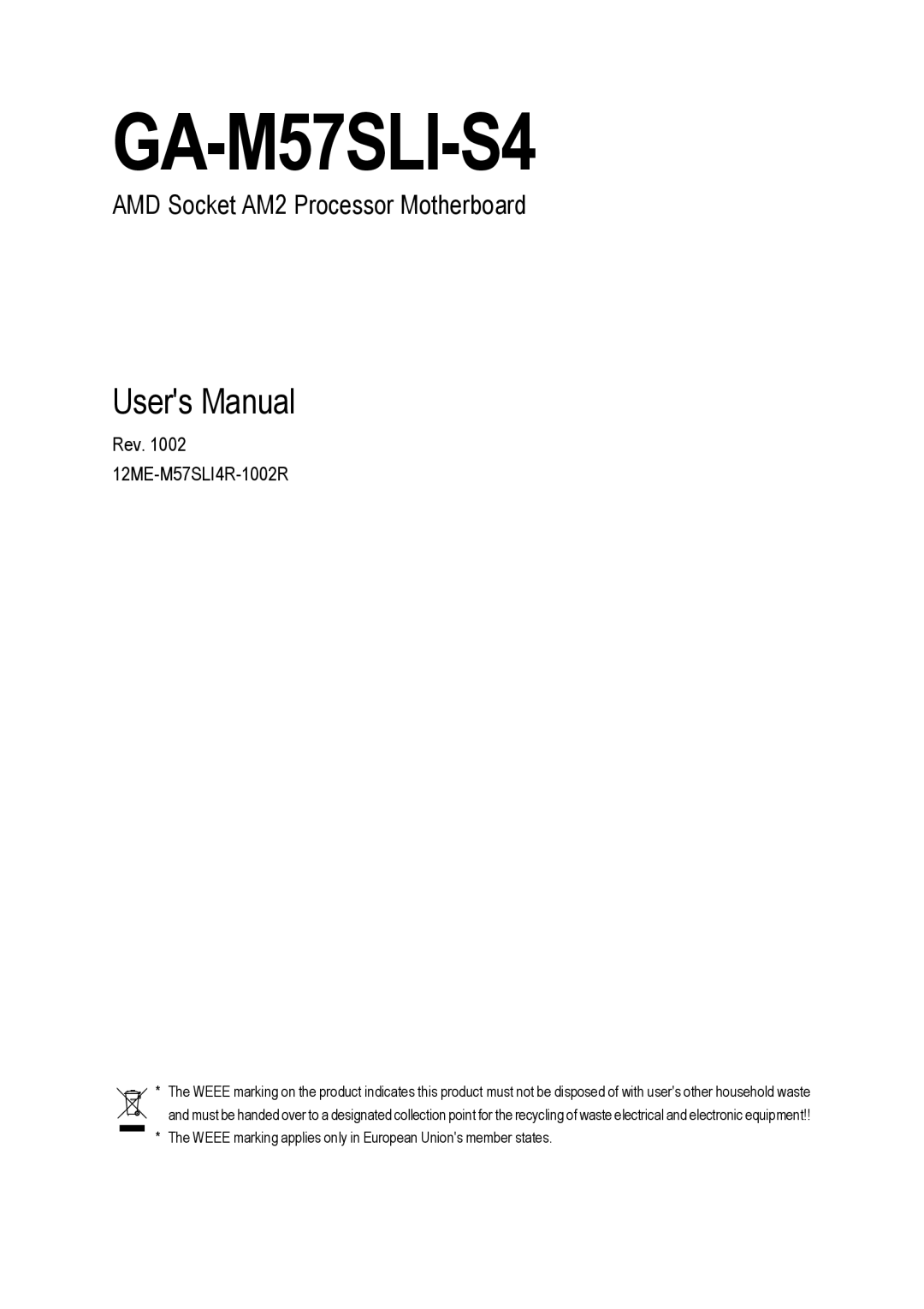 Gigabyte GA-M57SLI-S4 user manual 