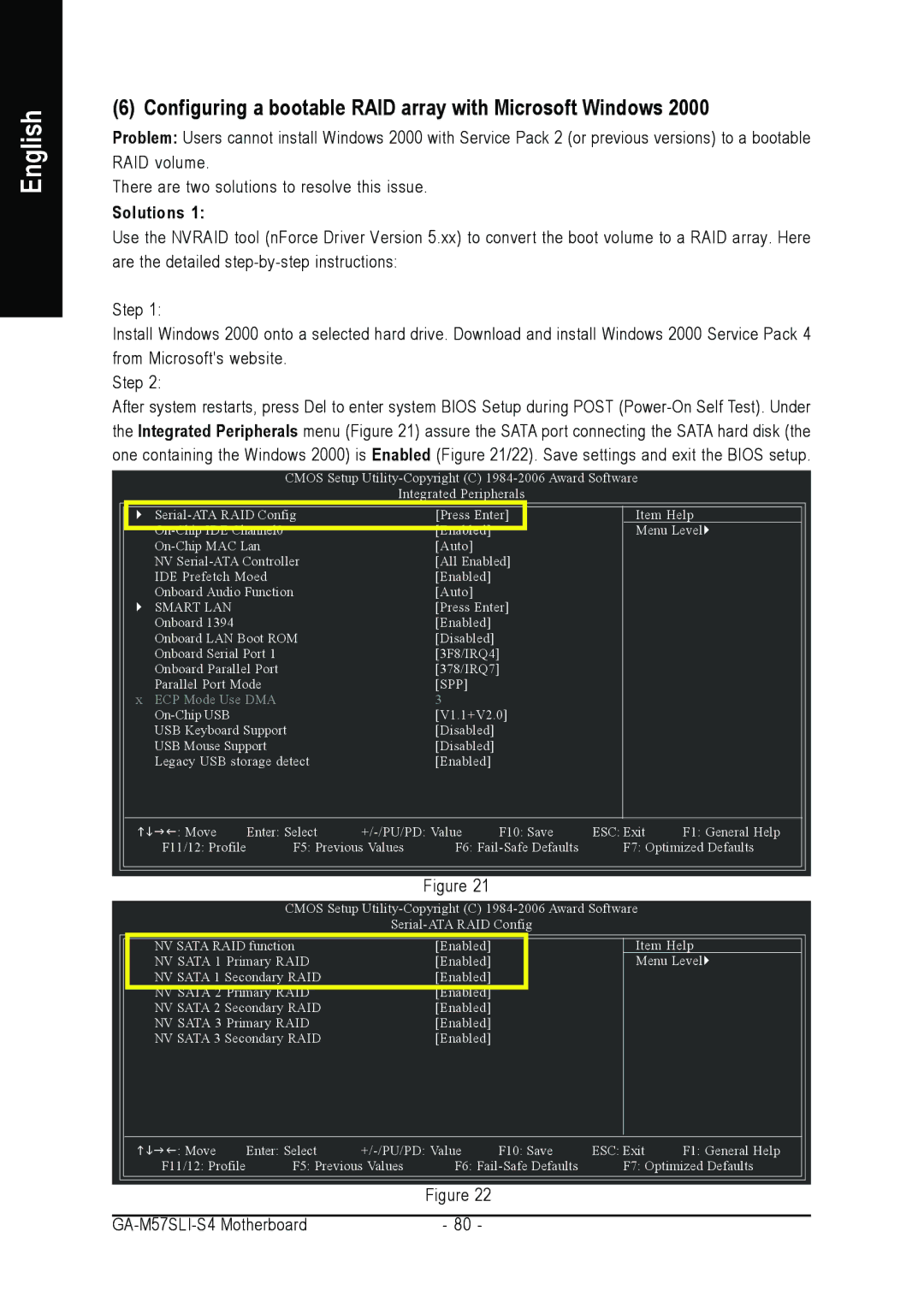 Gigabyte GA-M57SLI-S4 user manual Configuring a bootable RAID array with Microsoft Windows, Solutions 